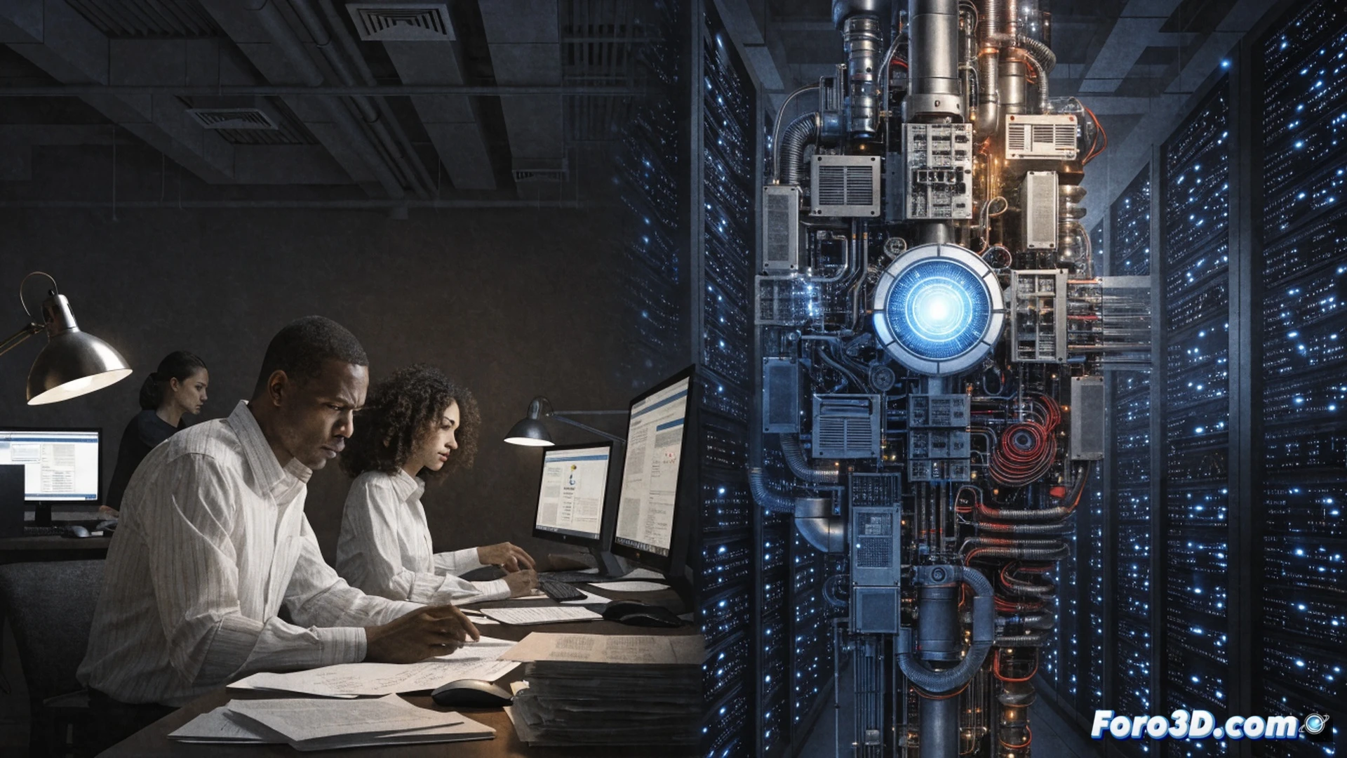 Photorealistic cinematic scene of a glowing ChatGPT interface being examined under a legal microscope, digital data streams labeled health records and minor profiles flowing into a transparent AI core, a gavel shadow looming over OpenAI servers, courtroom lighting with blue and amber hues, intricate circuit board patterns visible inside the server racks, a magnifying glass hovering over a chatbot window displaying excessive praise, technical illustration style, ultra-detailed hardware and software elements, dramatic tension between digital innovation and legal scrutiny, 3D render with volumetric light beams