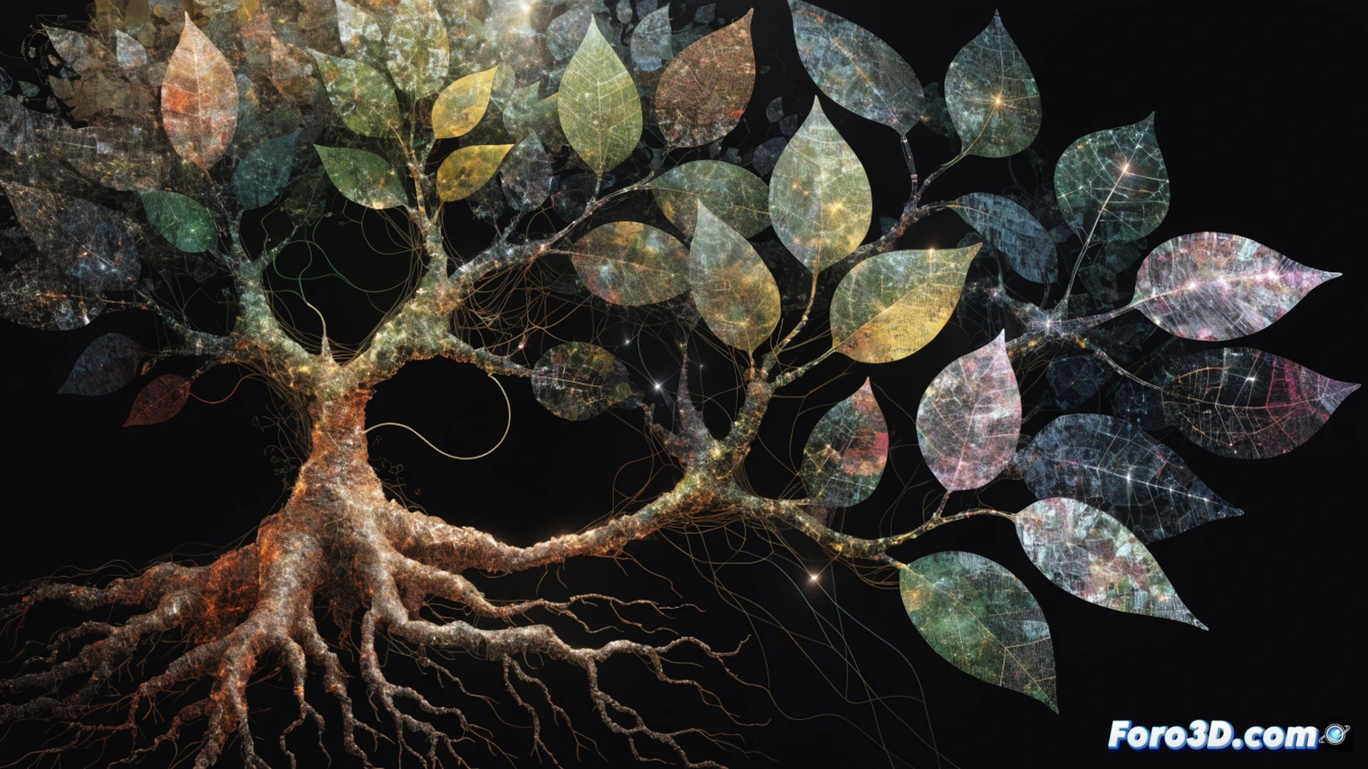 algorithmic botanical growth simulation, glowing neon roots of capital penetrating a digital soil grid, each root labeled as active investment nodes with fiber-optic pulses, leaves unfolding as real-time financial data streams with candlestick patterns and bar charts, a transparent holographic dashboard floating beside the plant showing Vietnamese market indices, dark tech lab environment with server racks in background, cinematic engineering visualization, bioluminescent green and gold color palette, data particles flowing upward like sap, ultra-detailed organic-mechanical hybrid textures, photorealistic technical render