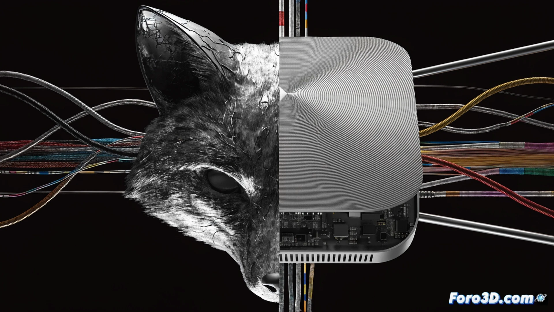 Roku streaming device interface being compressed by a giant metallic Fox logo descending from above, independent channel icons like Netflix and Disney+ shattering and falling away while Fox Sports and Fox News channels expand and multiply, remote control with glowing Roku button flickering and dimming, dark cinematic lighting with dramatic shadows, cracked screen glass effect, photorealistic technical illustration, corporate takeover visual metaphor, blue and orange color palette, high contrast industrial lighting, ultra-detailed plastic casing and circuit board components visible through transparent back panel