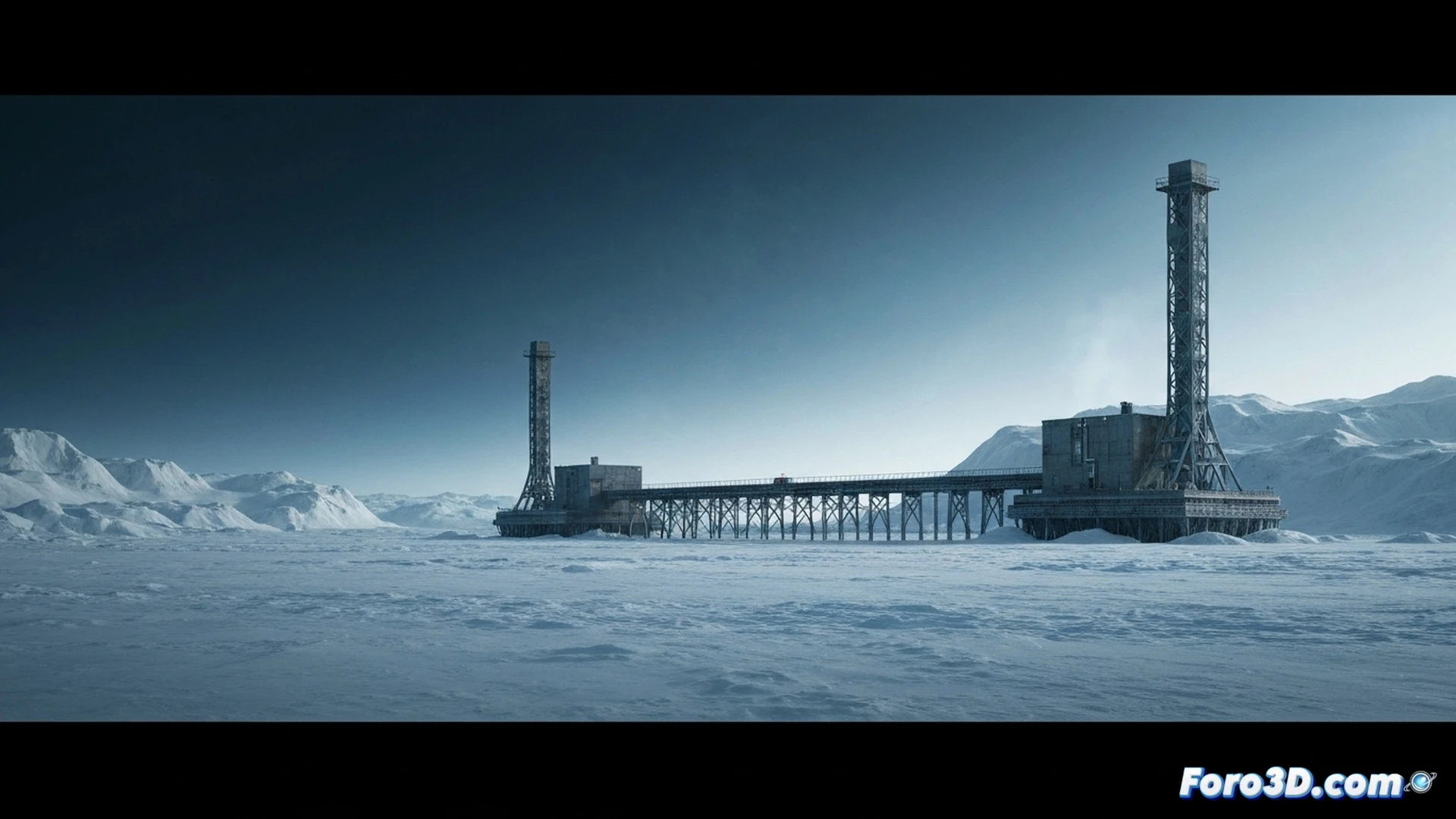 A polar research station metal support beam splitting apart during an ice storm, visible microscopic crack propagation lines spreading from a bolt hole across the frosted steel surface, wind-driven ice particles impacting the fracture zone while a structural engineer’s thermal imaging camera screen displays stress concentration hotspots, cinematic engineering visualization, extreme close-up of crystalline metal grain structure with brittle cleavage facets, frost accumulation along crack edges, low-angle dramatic lighting from emergency floodlights, photorealistic technical render with cold blue-grey metallic tones