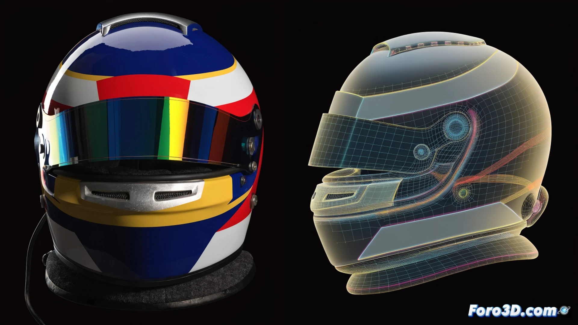 F1 helmet being digitally scanned with blue laser probe, engineer manipulating 3D thickness map on VGSTUDIO MAX software interface, highlighted red zones of material reduction being artificially corrected to green, metrology arm hovering over carbon fiber shell, Geomagic Control X window showing altered cross-section measurements, industrial inspection room with halogen lights, hands typing on keyboard while adjusting virtual geometry, photorealistic technical illustration, dramatic shadows, hyper-detailed helmet surface texture, glowing measurement points, sterile laboratory environment, cinematic engineering visualization
