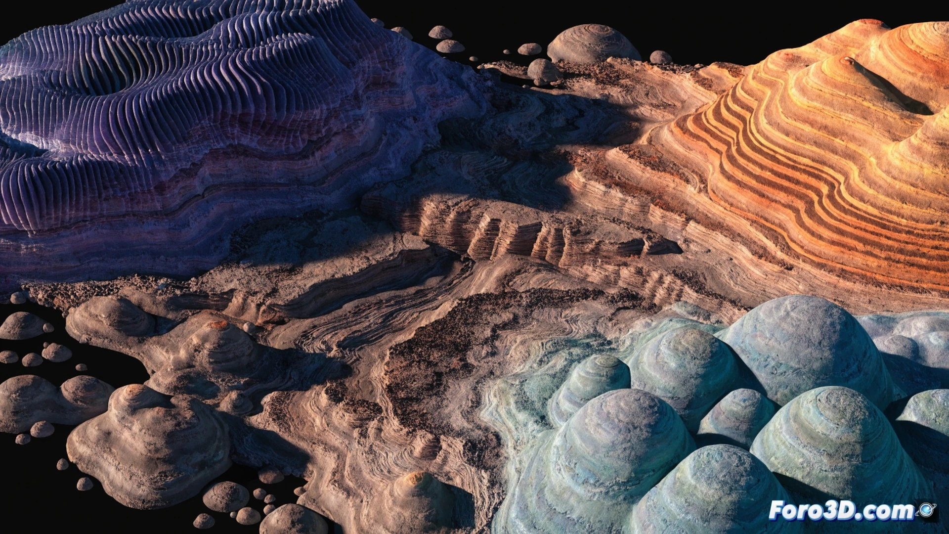 quadspinner gaea 2.3 interface showing a macro node system being dragged onto a 16K terrain tile, terrain mesh resolving with ultra-high detail while procedural erosion nodes process in real-time, split-screen view comparing a lower resolution terrain with the new 16K map showing crisp cliff faces and micro-detail, cinematic technical illustration, glowing blue data lines connecting macro blocks, dramatic dark UI with neon accents, photorealistic terrain render, motion blur on scrolling timeline, engineering visualization style