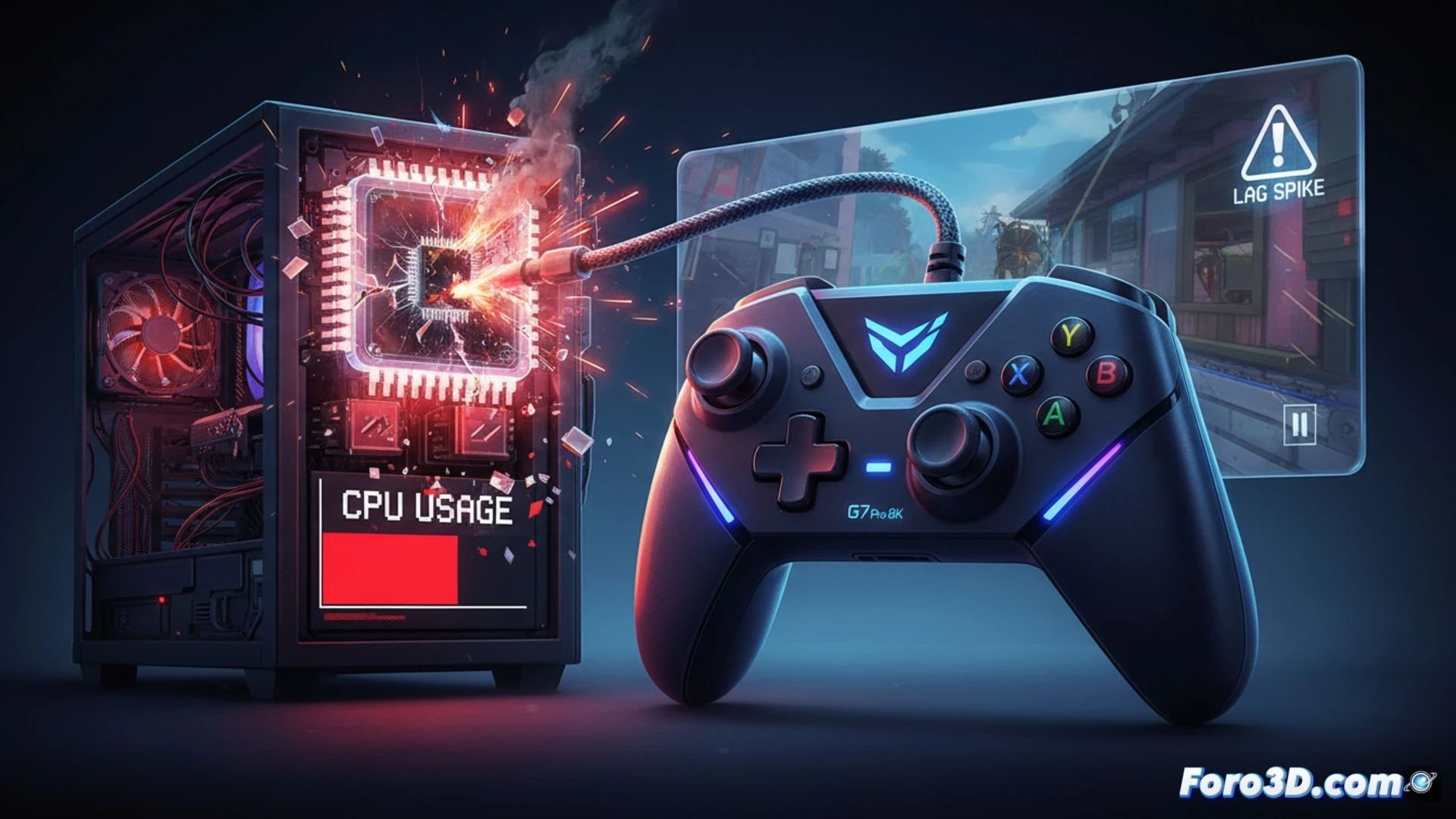 GameSir G7 Pro 8K mando gaming con tasa de sondeo 8000 Hz y cable USB tipo C sobre fondo negro