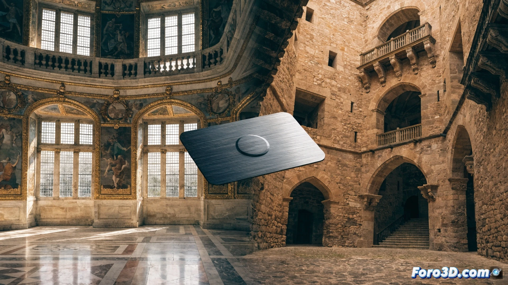 Photorealistic scene of a person holding a transparent smart card with a stylized city skyline and cultural landmarks, scanning it at a digital kiosk terminal while a glowing holographic map of Gandia appears above, showing nine highlighted cultural sites connected by dotted travel paths, a smartphone displaying a confirmation screen next to a hotel reception desk, warm sunlight streaming through arched windows, modern tourism technology blended with historic architecture, cinematic lighting with golden hour tones, ultra-detailed textures on the card surface and kiosk screen, technical illustration style emphasizing the 72-hour validity process and cultural access system