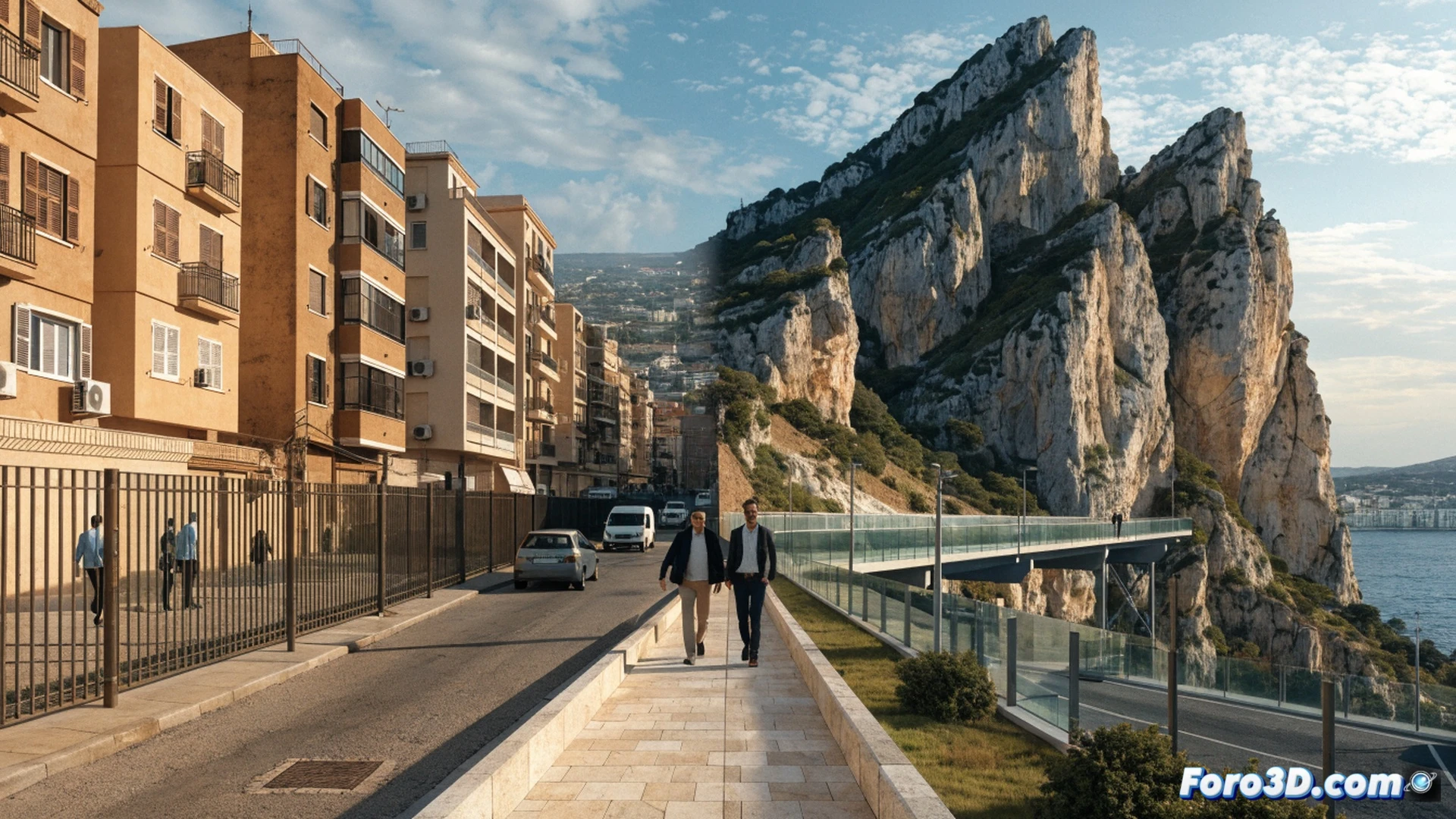 photorealistic cinematic scene of a large iron barrier gate being physically dismantled by workers in orange vests, a crane lifting the gate section away, while a crowd of 15,000 commuters walks freely through the opening, passport control booths and scanners shown abandoned and disconnected, concrete road markings and old checkpoint infrastructure visible, bright Mediterranean sunlight, dramatic dust particles in air, ultra-detailed mechanical joints and hinges, industrial safety barriers stacked aside, technical illustration style, motion blur of walking people, warm hopeful atmosphere