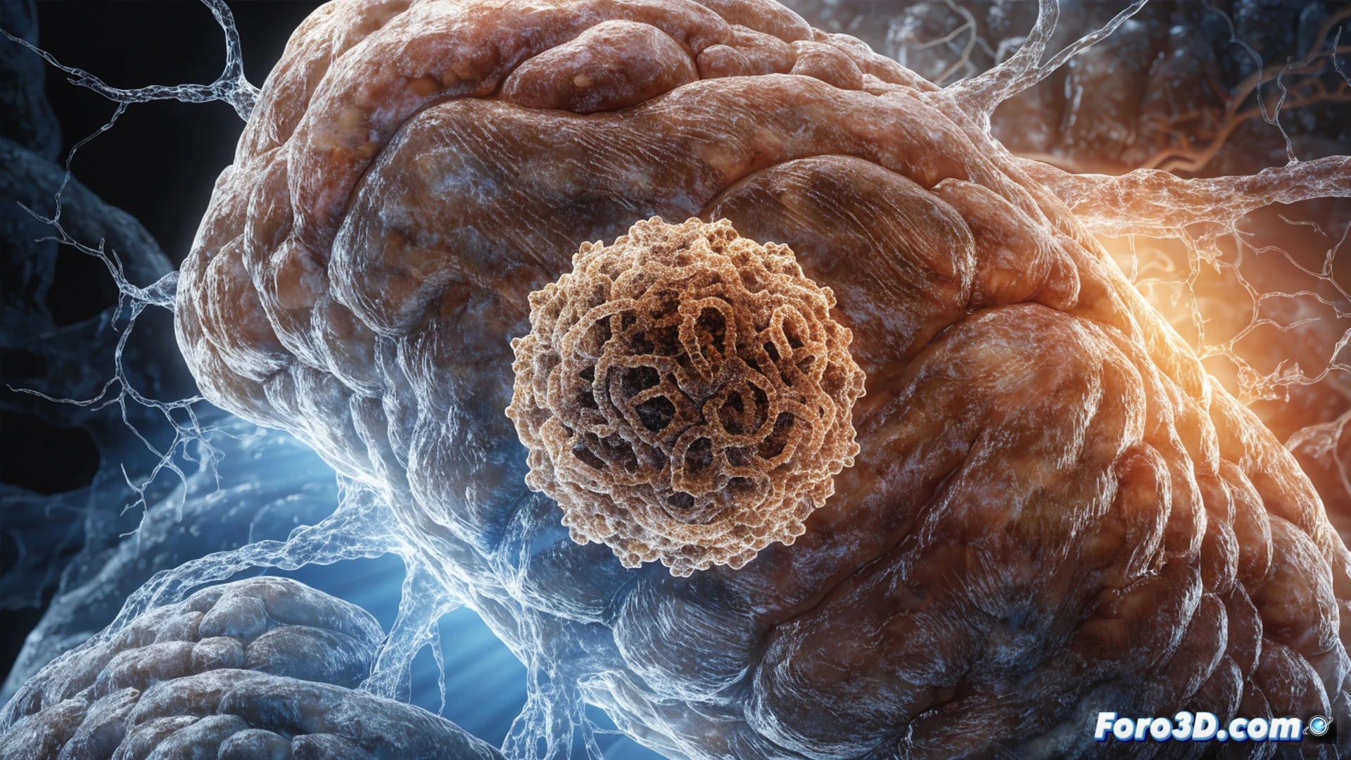 medical illustration showing a liver with inflamed tissue being examined by a surgeon using a digital diagnostic tablet, hepatitis B and Delta virus particles floating nearby, a biopsy needle approaching the organ while a glowing red alert symbol indicates doubled mortality risk, photorealistic cinematic style, dramatic blue and red lighting, detailed anatomical structures, metallic surgical tools, holographic patient data screen displaying advanced liver damage progression, ultra-realistic medical visualization