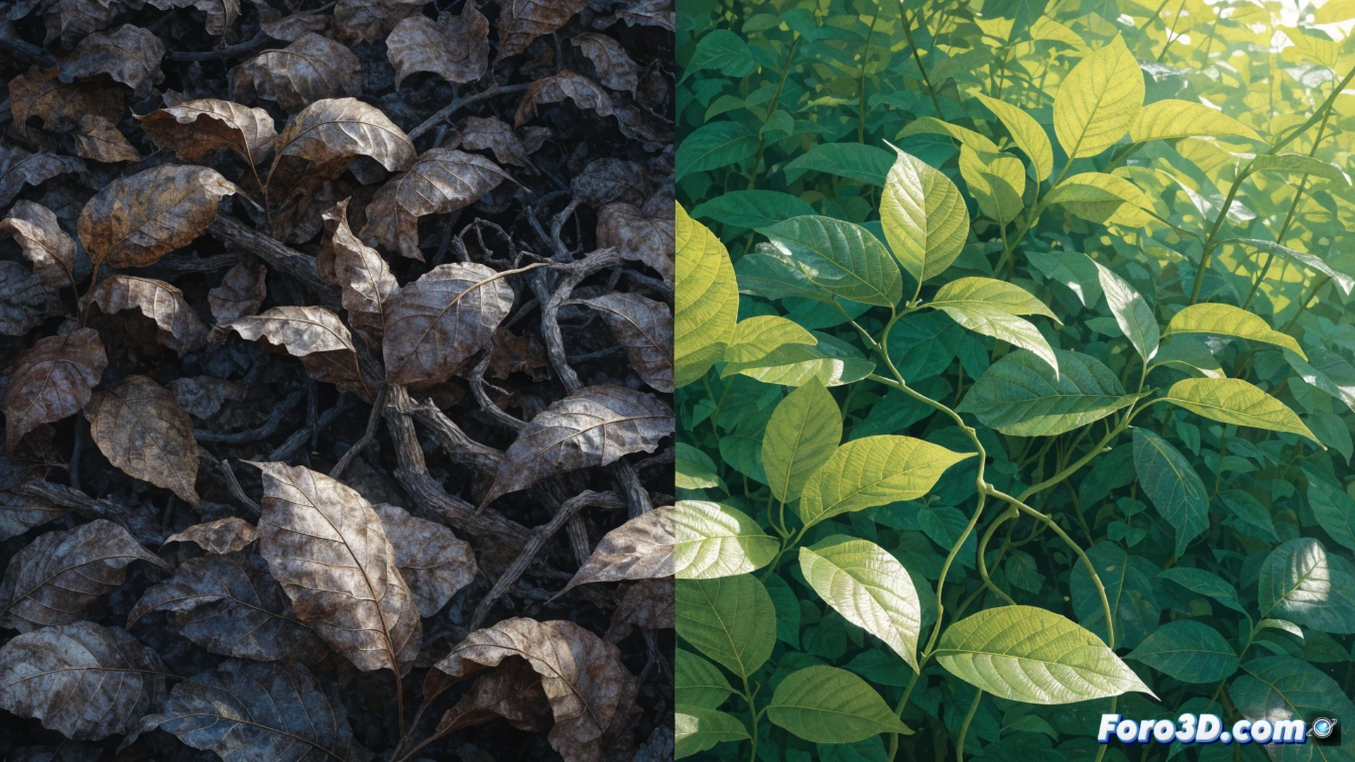 cinematic scene of a weathered old leaf falling onto a fertile soil patch, while a vibrant green sapling sprouts from the same ground, roots intertwining with decaying organic matter, a digital tablet showing a coding interface lies beside the sapling with a stylus hovering above it, soft golden sunlight filtering through a forest canopy, photorealistic technical illustration, macro lens focus on the leaf veins and soil texture, glowing particles of nutrients transferring from old leaf to new growth, dramatic natural lighting, ultra-detailed organic structures, high-contrast depth of field, symbolic of generational support and legacy