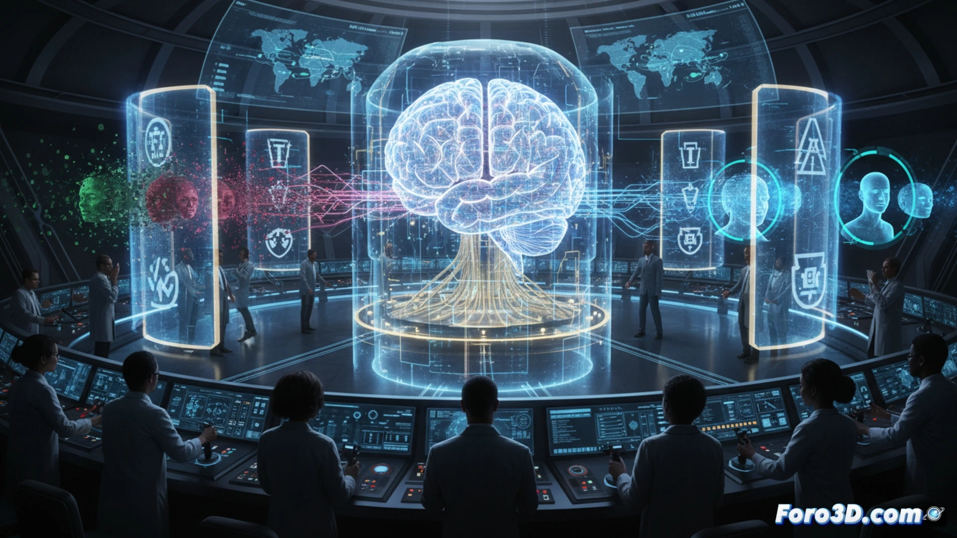 Photorealistic technical illustration showing a digital interface with AI detection software scanning a network of glowing profile icons, one profile crumbling into fragmented pixels as a red warning alert activates, while a human hand reaches toward a control panel with a visible regulatory toggle switch, automated bot accounts being filtered out in real-time, holographic screen displaying neural network nodes being pruned, cinematic lighting with blue and orange contrast, ultra-detailed circuitry patterns visible on the interface edges, motion blur on data streams, clean futuristic workstation environment, engineering visualization style