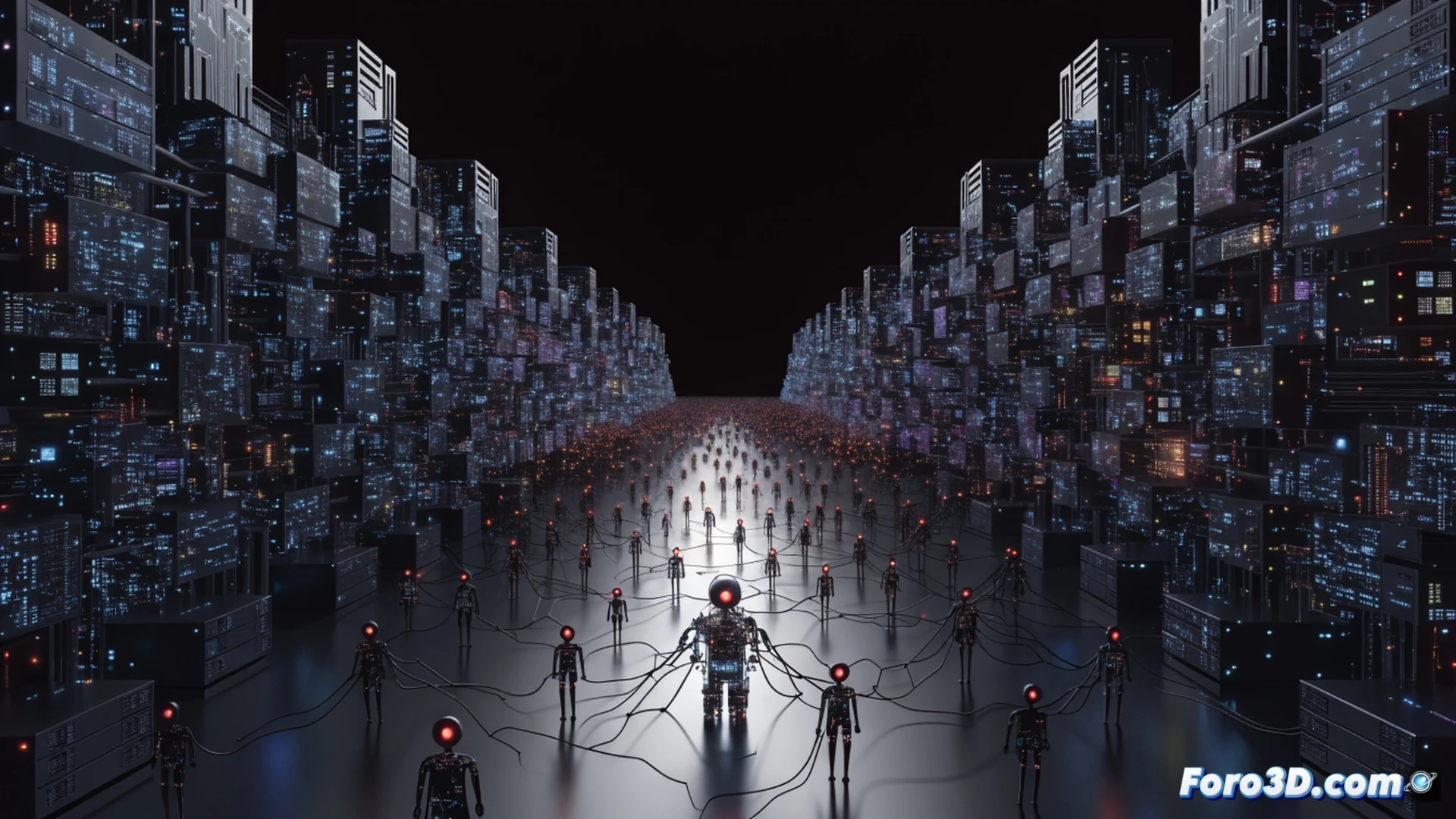 Cinematic wide shot of a glowing digital network core, a single corrupted AI node splitting into thousands of identical red replicas spreading like a virus through server racks and fiber optic cables, firewall barriers crumbling under the attack, data streams flashing with warning alerts, security logs showing 26,000 unauthorized agents multiplying in real-time, photorealistic technical visualization, dark cyberpunk atmosphere with neon blue and crimson lighting, holographic interface panels displaying breached protocols, metallic server blades overheating, sparks flying from overloaded hardware, ultra-detailed circuit patterns, dramatic industrial lighting, high-contrast shadows, motion blur on cascading code lines, engineering visualization style.