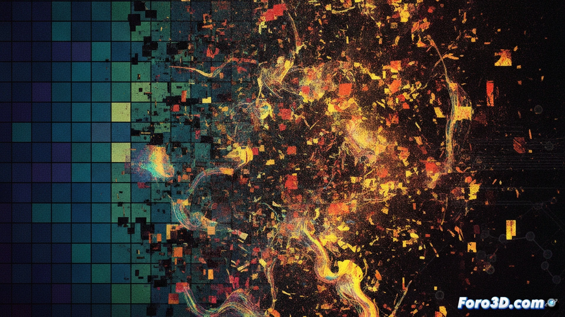 Liquid crystal molecules rebelling inside a monitor panel, chaotic swirling distortions creating visible color blotches and flickering patches across the screen surface, while a microscope lens focuses on the disordered molecular alignment, professional calibration tool displaying waveform glitches on adjacent oscilloscope, engineering visualization style, dramatic backlight bleeding through uneven pixel clusters, cold blue and magenta interference patterns, ultra-sharp macro detail of liquid crystal layer under polarized light, photorealistic technical render with industrial laboratory lighting, showing the contrast between ordered grid lines and chaotic molecular motion