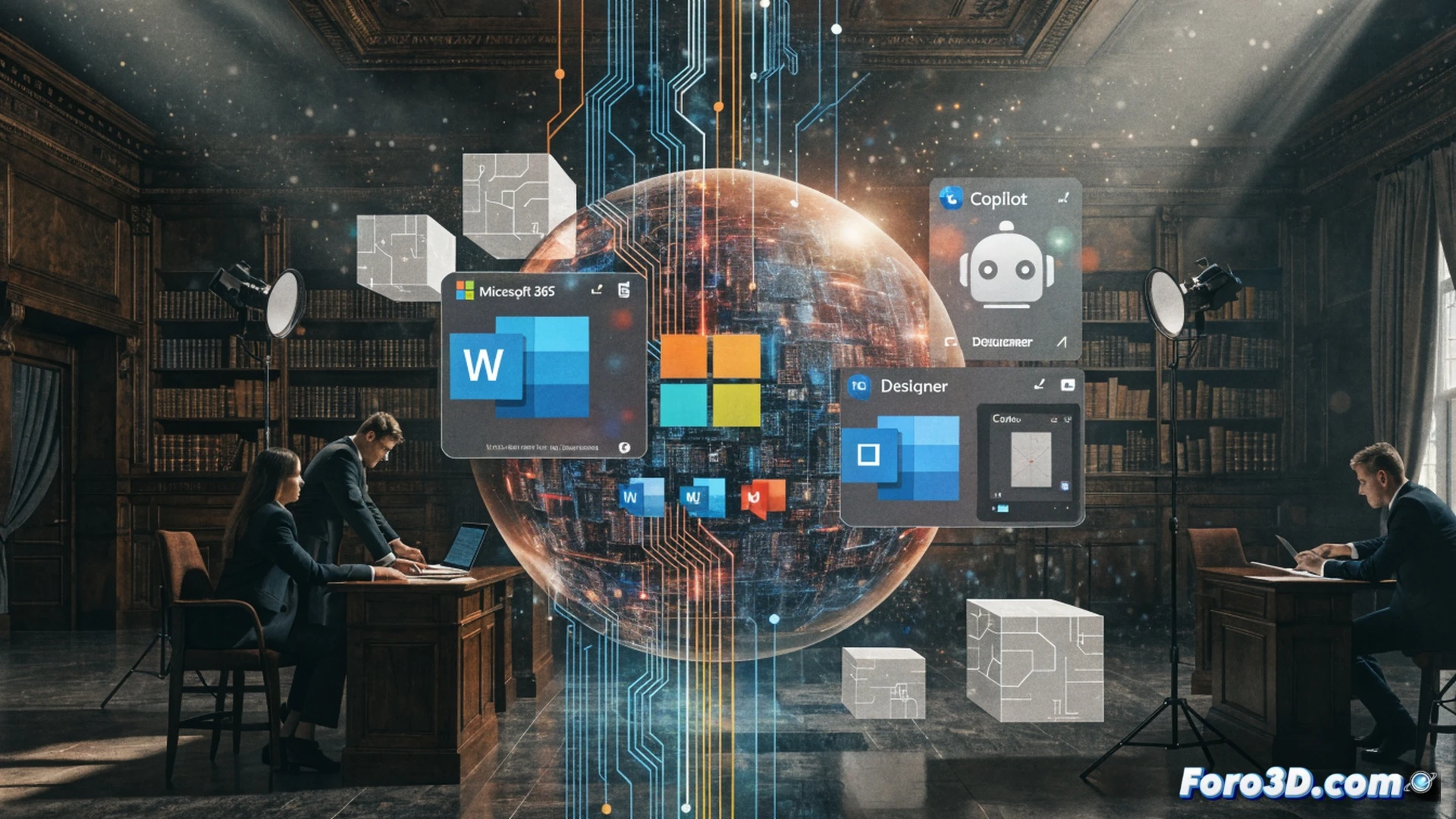 photorealistic technical illustration of a digital invoice screen showing Microsoft 365 subscription price increase, a hand hesitating over a cancel button while AI icons like Copilot and Designer glow subtly in the background, automated billing process arrows moving money from user account without clear notification, cinematic overhead view, dark corporate office lighting, blue and gray interface tones, glowing red price alert, subtle motion blur on cursor, ultra-detailed UI elements, realistic financial transaction visualization