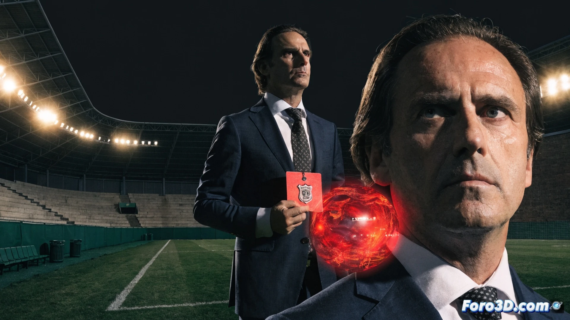 fútbolista profesional firmando un contrato sobre un escritorio de madera, balón de fútbol junto a documentos financieros y un portátil abierto mostrando gráficos de presupuesto, nueva directiva del club observando y aplaudiendo, fondo con gradas vacías y marcador electrónico apagado, celebración del acuerdo, estilo cinematográfico con iluminación cálida de oficina, texturas de papel y cuero, profundidad de campo limitada, photorealistic technical render