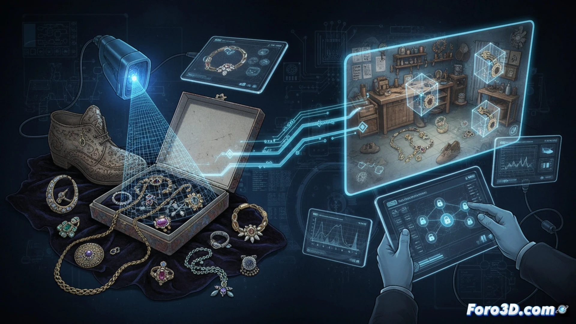 Joyas en custodia policial, proceso de tasación forense con escaneo 3D para cadena de evidencia digital