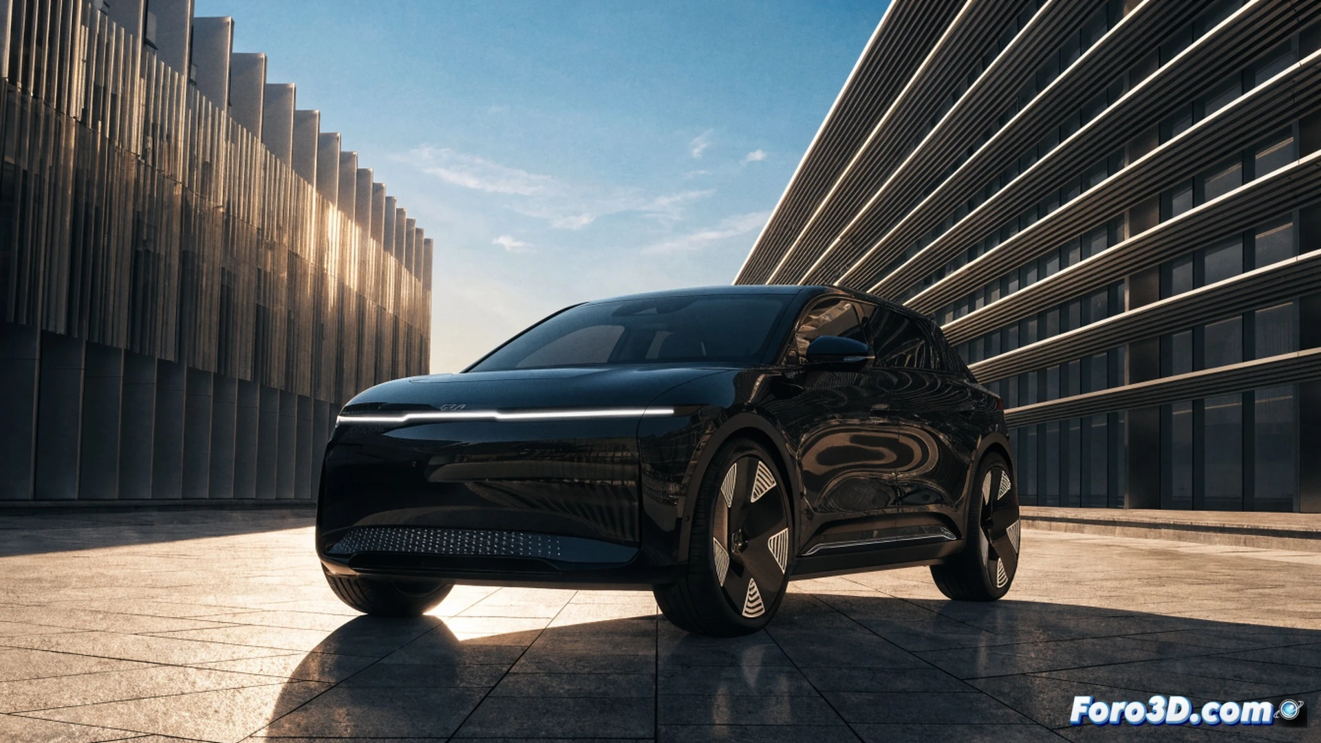 KIA EV2 SUV eléctrico pequeño durante prueba de autonomía en carretera urbana, mostrando neumáticos Michelin e-Primacy girando sobre asfalto mojado, batería de 61 kWh bajo el piso iluminada con líneas de flujo de energía azul, motor eléctrico de 136 CV expuesto en corte transparente del capó, suspensión delantera McPherson en acción mientras el vehículo toma una curva cerrada, difusor trasero aerodinámico con flujo de aire simulado, pantalla táctil del panel de instrumentos mostrando datos de recarga, estilo cinematográfico y fotorrealista, iluminación de estudio técnica, detalles cromados oscuros del acabado Black-Line, visualización de ingeniería automotriz de alta precisión