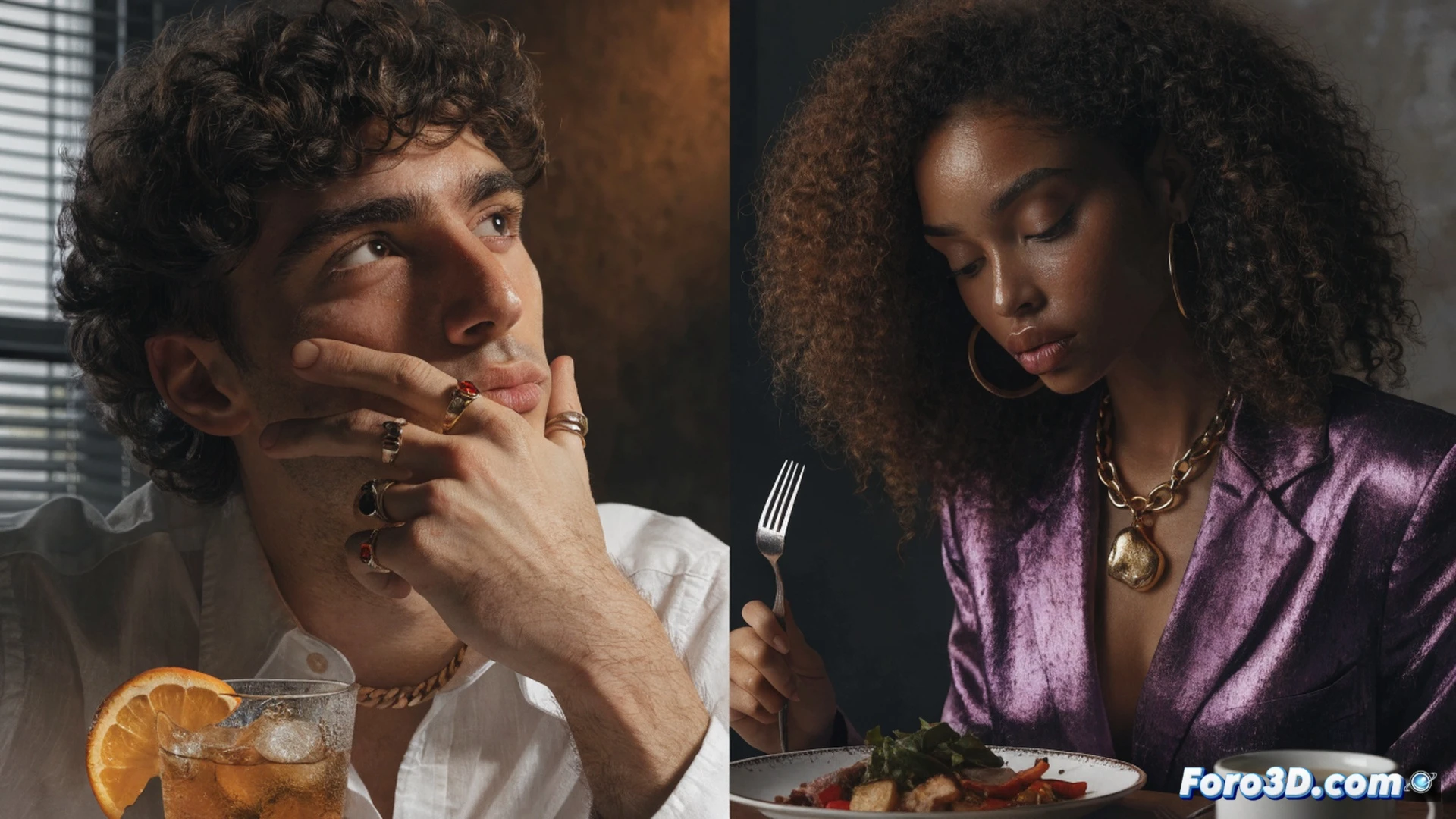 Photorealistic cinematic scene of a couple at a candlelit restaurant table, showing a tense moment as a smartphone with a payment app is passed between hands, a digital receipt glowing on the screen, coins and banknotes scattered on the marble tabletop, one person holding a wallet with a visible budget tracker app, the other person’s hand hesitating over a credit card, subtle steam rising from coffee cups, soft bokeh background, dramatic shadows, ultra-detailed textures of leather wallet and metal coins, realistic skin tones and fabric folds, technical illustration style with financial tension