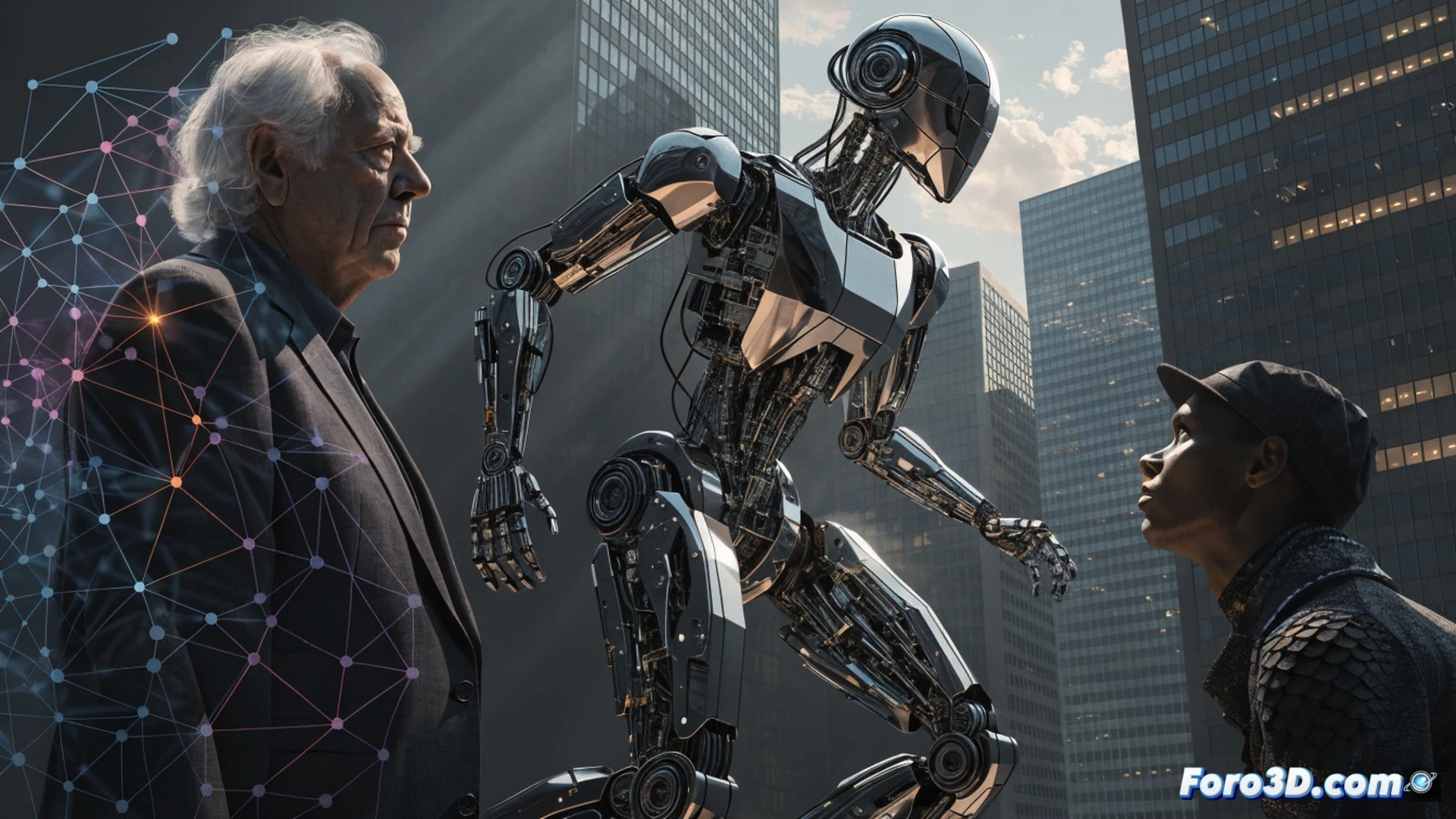Photorealistic cinematic scene of a Silicon Valley tech CEO shaking hands with a politician on a stage, while behind them a massive robotic arm labeled AI automation pushes rows of workers off a cliff into a dark abyss. The CEO’s suit pockets overflow with gold coins labeled profit, while workers fall clutching pink slips and broken code. In the foreground, a transparent glass vault labeled public funds leaks glowing coins into the CEO’s pocket. Holographic screens show stock tickers rising and unemployment charts soaring. Dramatic chiaroscuro lighting, cold blue and harsh amber tones, ultra-detailed textures on metal, glass, and fabric, wide-angle lens, shallow depth of field, cinematic dystopian engineering visualization.