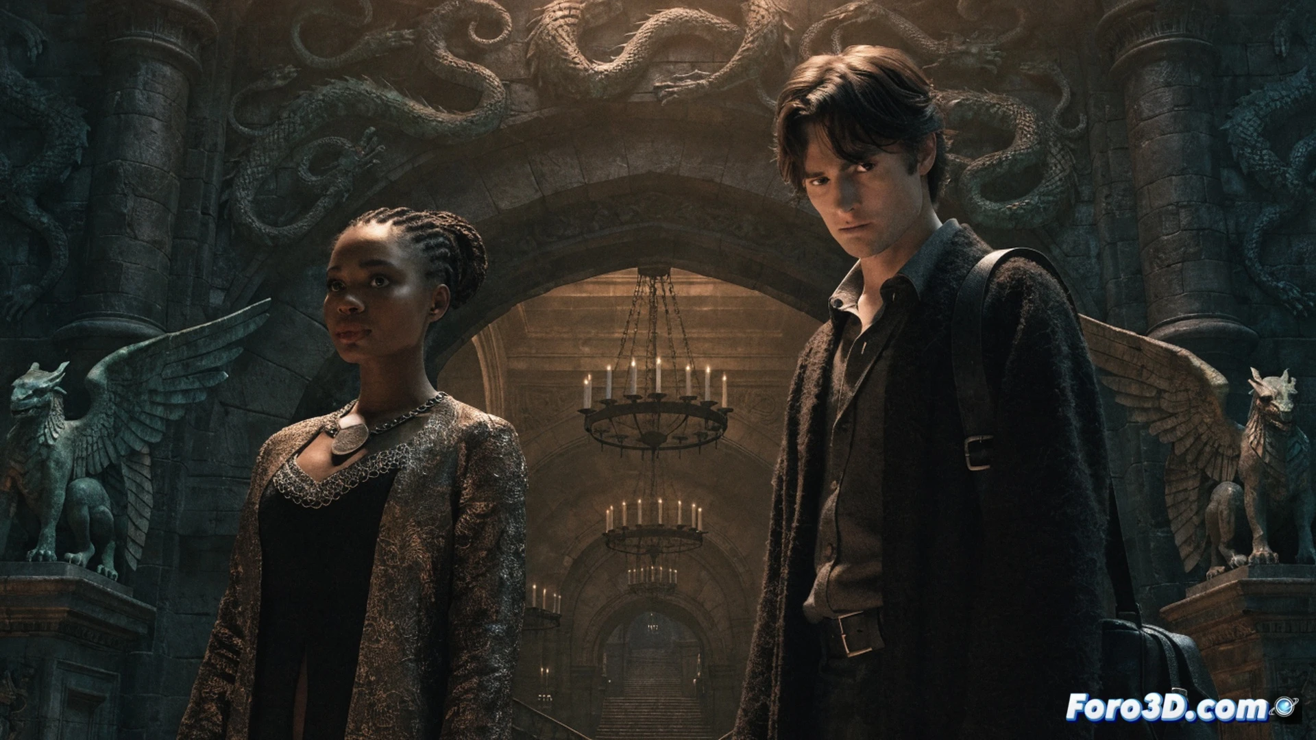 cinematic wide shot of a glowing magical quill writing on an ancient scroll, ink transforming into shimmering golden dust, a torn parchment revealing a familiar wand being broken in half, surrounded by floating pages from Hogwarts textbooks, dark library setting with candlelight casting dramatic shadows on oak shelves, photorealistic fantasy illustration, high contrast lighting, dust particles suspended in air, emotional tension visible through the quill's trembling motion, ultra-detailed parchment texture, magical energy trails in deep blue and amber