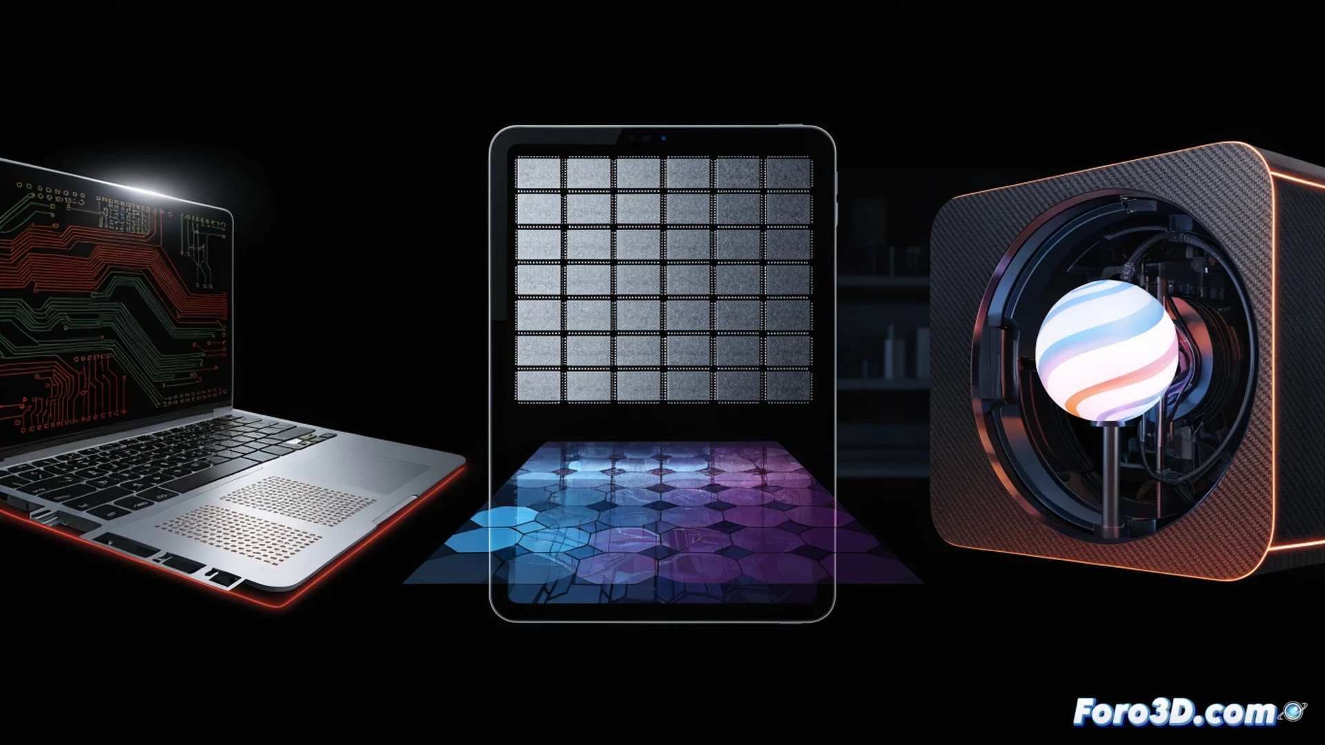 photorealistic cinematic scene of a consumer electronics store display wall, three devices showing price tags with glowing red up-arrow indicators, a tablet with a cracked screen being handled by a frustrated shopper, a laptop with its back panel removed revealing missing RAM slots and a bare motherboard, empty component trays scattered on a counter, a store employee holding a calculator with a rising number, dim retail lighting with harsh fluorescent reflections on glass shelves, dust particles floating in the air, melancholic atmosphere, technical illustration style, shallow depth of field focusing on the price tags and the missing components
