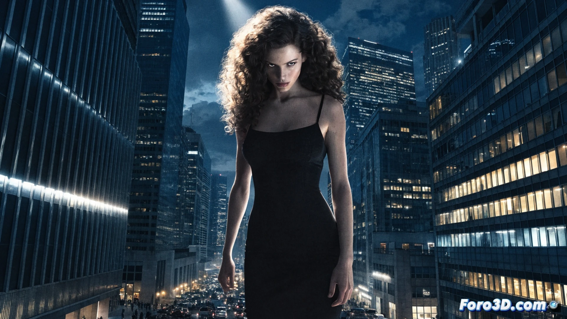 Photorealistic cinematic scene showing a giant woman in a torn dress walking through a city street, holding a tiny concrete mixer truck in her palm while construction workers flee in the foreground, her immense shadow covering a collapsed billboard, hyper-detailed skin texture with visible pores and sweat, realistic fabric folds, crushed asphalt under her bare foot, tilted camera angle from ground level, dramatic overcast sky, dust particles floating in air, ultra-sharp focus on her hand gripping the truck, motion blur on escaping workers, photorealistic technical render, subtle chromatic aberration, cinematic lighting with soft diffused shadows