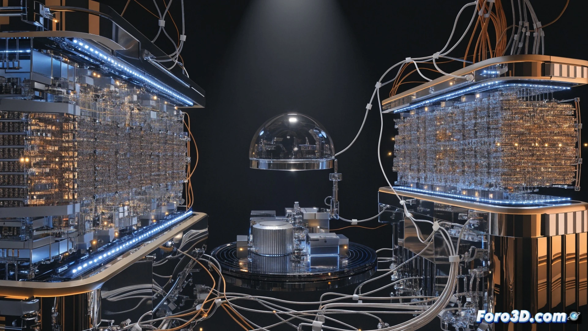quantum computing chip with visible structural defects, microscope lens focusing on fractured qubit lattice, red warning indicators glowing on diagnostic screen, lab technician pointing at error data on holographic display, technical illustration style, cool blue laboratory lighting contrasting with red error signals, detailed circuit board traces with broken pathways, oscilloscope showing irregular waveforms, scientific instruments in background, photorealistic engineering visualization