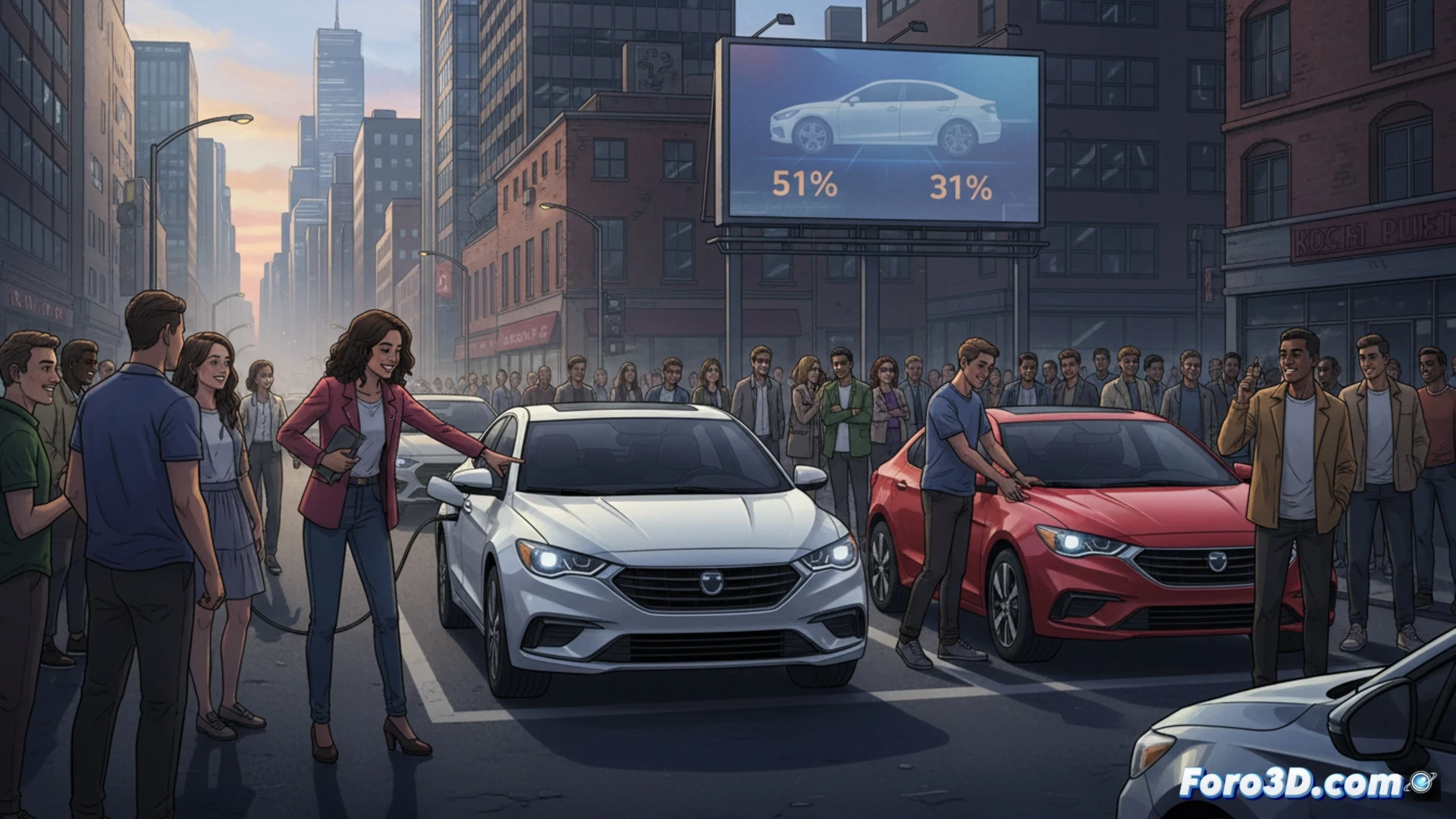 young driver hand placing keys on a compact silver sedan roof, while a large black SUV looms out of focus in background, teenager turning away from SUV with dismissive gesture, smartphone displaying parking app with tight parallel space highlighted, sedan’s lightweight alloy wheels and low roofline contrasting with SUV’s high ground clearance, photorealistic cinematic urban scene, afternoon sunlight casting long shadows, motion blur on passing traffic, sleek sedan body panels reflecting city buildings, technical emphasis on vehicle dimensions and maneuverability, shallow depth of field focusing on sedan’s compact profile, realistic materials and metallic paint, engineering visualization style