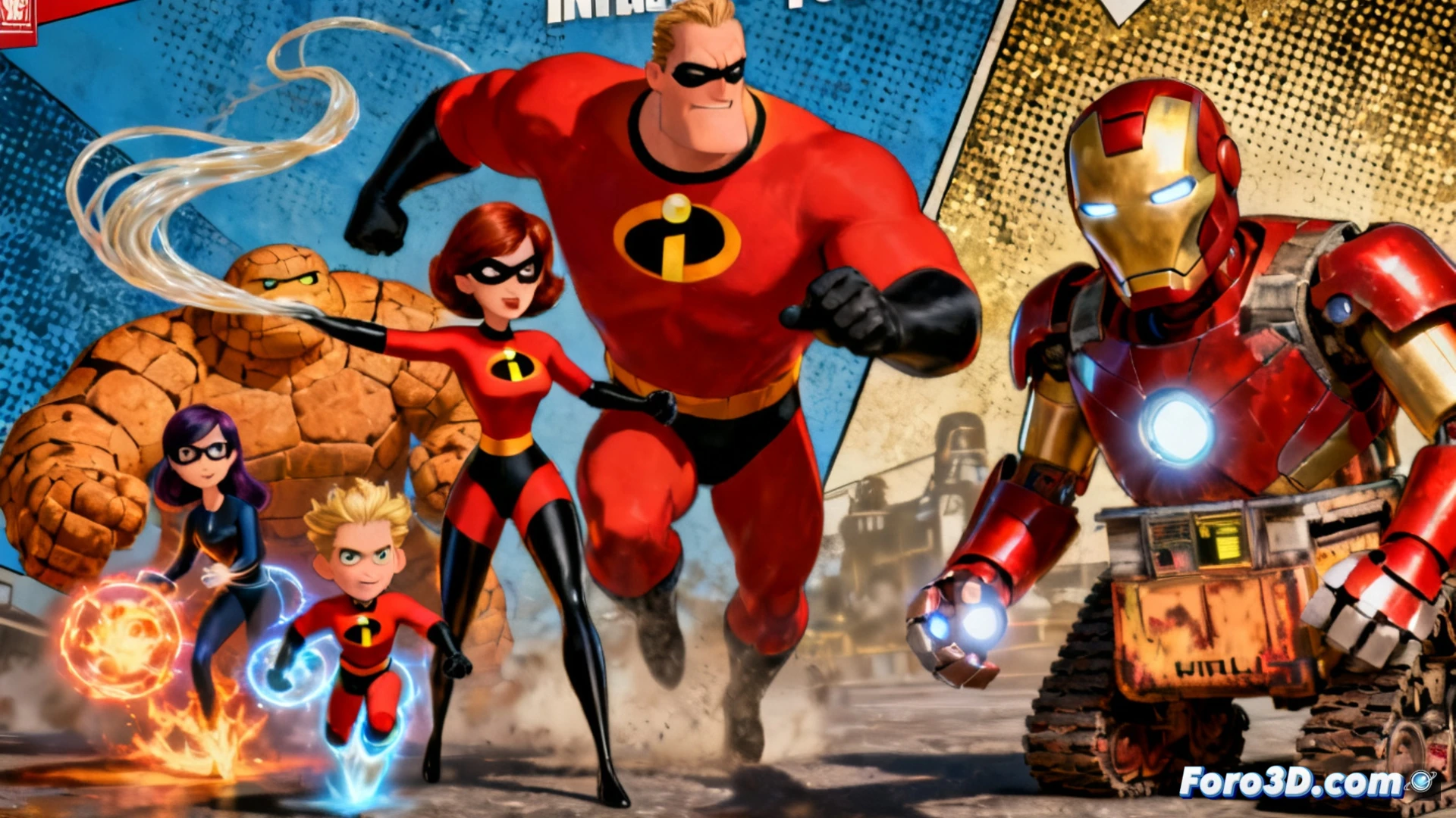 Marvel y Pixar unen 40 años en portadas: Los Increíbles como Los 4 Fantásticos y WALL-E de Iron Man.