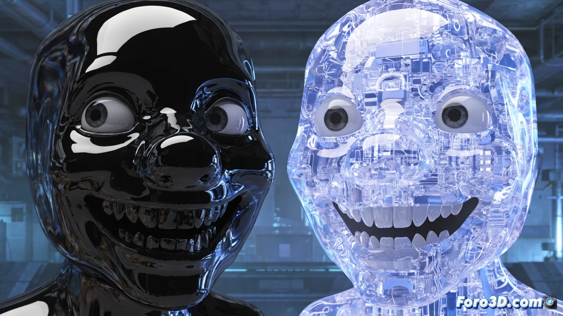 Photorealistic technical illustration showing a human hand interacting with a holographic AI interface, a cartoon dog mascot grinning from the screen while behind it a transparent lock icon shows data streams being extracted, surveillance cameras and server racks visible in the background, the dog s shadow revealing a robotic skull shape, cinematic lighting with cold blue and warm orange contrast, detailed circuit board textures, motion blur on data packets flowing from the user s smartphone into a distant cloud server, realistic glass reflections on the hologram, ultra-detailed mechanical components, dramatic high-contrast industrial lighting, 8K rendering.