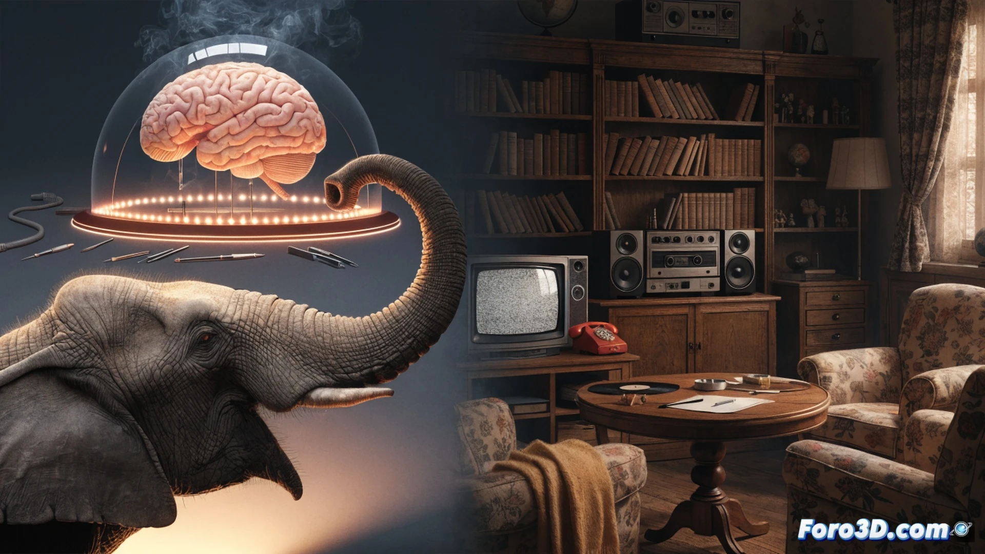 Elderly person with vibrant white hair solving a complex wooden puzzle on a sunlit oak desk, brain MRI scan displayed on a tablet beside them, crossword book and chessboard with pieces mid-move in background, hands actively placing puzzle pieces while smiling, neural network glowing lines connecting from the puzzle to the tablet screen, cinematic photorealistic style, warm golden hour lighting, dust motes floating in air, ultra-detailed wrinkles and expression of focus, technical illustration of cognitive activity and social engagement symbols faintly overlaying the scene