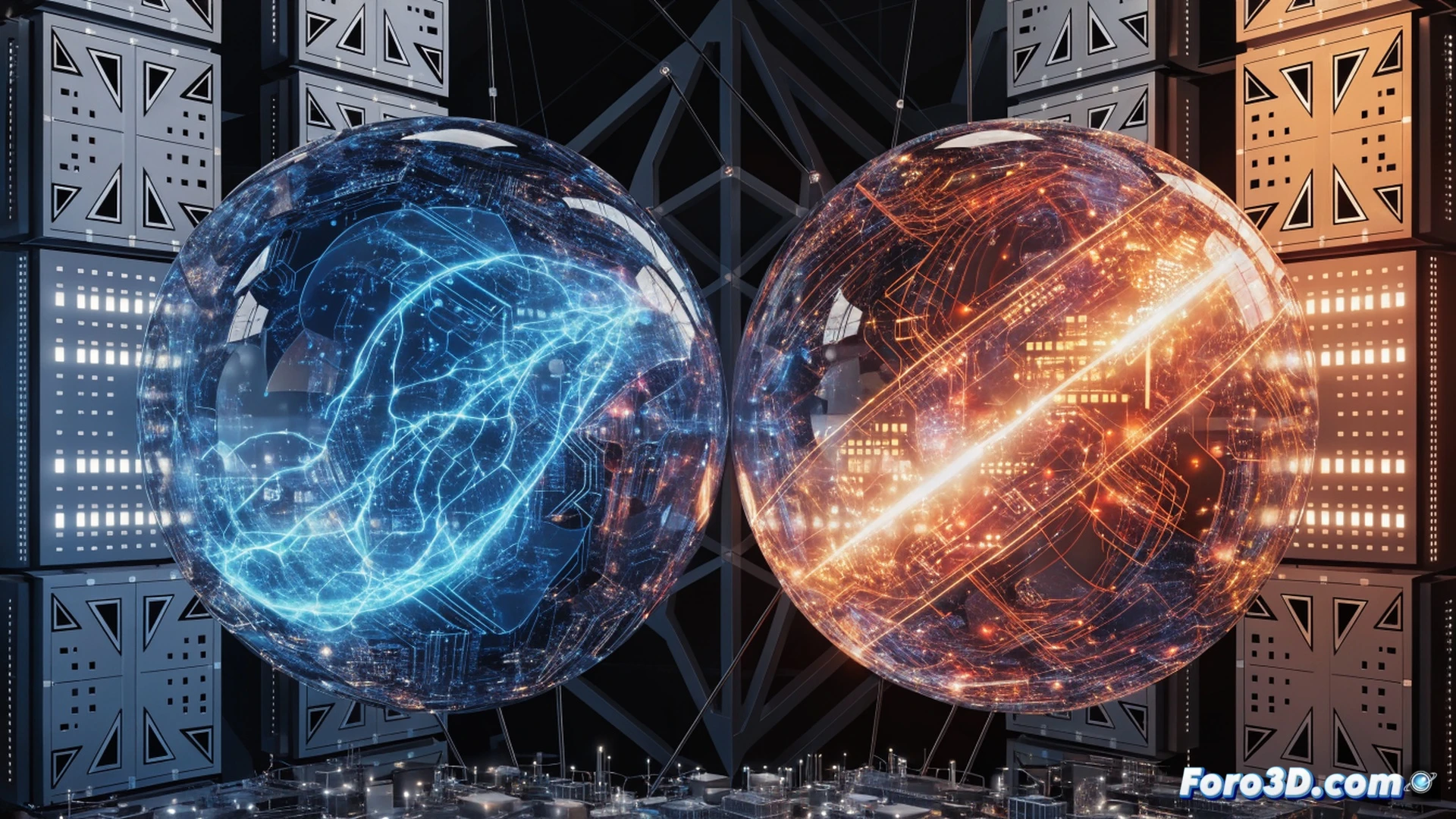massive glowing digital brain network fragmenting into binary code, Mark Zuckerberg and Alexandr Wang shaking hands in foreground, holographic Scale AI logo dissolving into Meta s blue infinity symbol, server racks with blinking red error lights behind them, shattered Llama 4 model shards floating mid-air, cinematic photorealistic engineering visualization, dramatic blue and orange lighting, fiber optic cables pulsing with data streams, glowing circuit board patterns on floor, high contrast volumetric lighting, ultra-detailed metallic textures, motion blur on data particles, technical illustration style