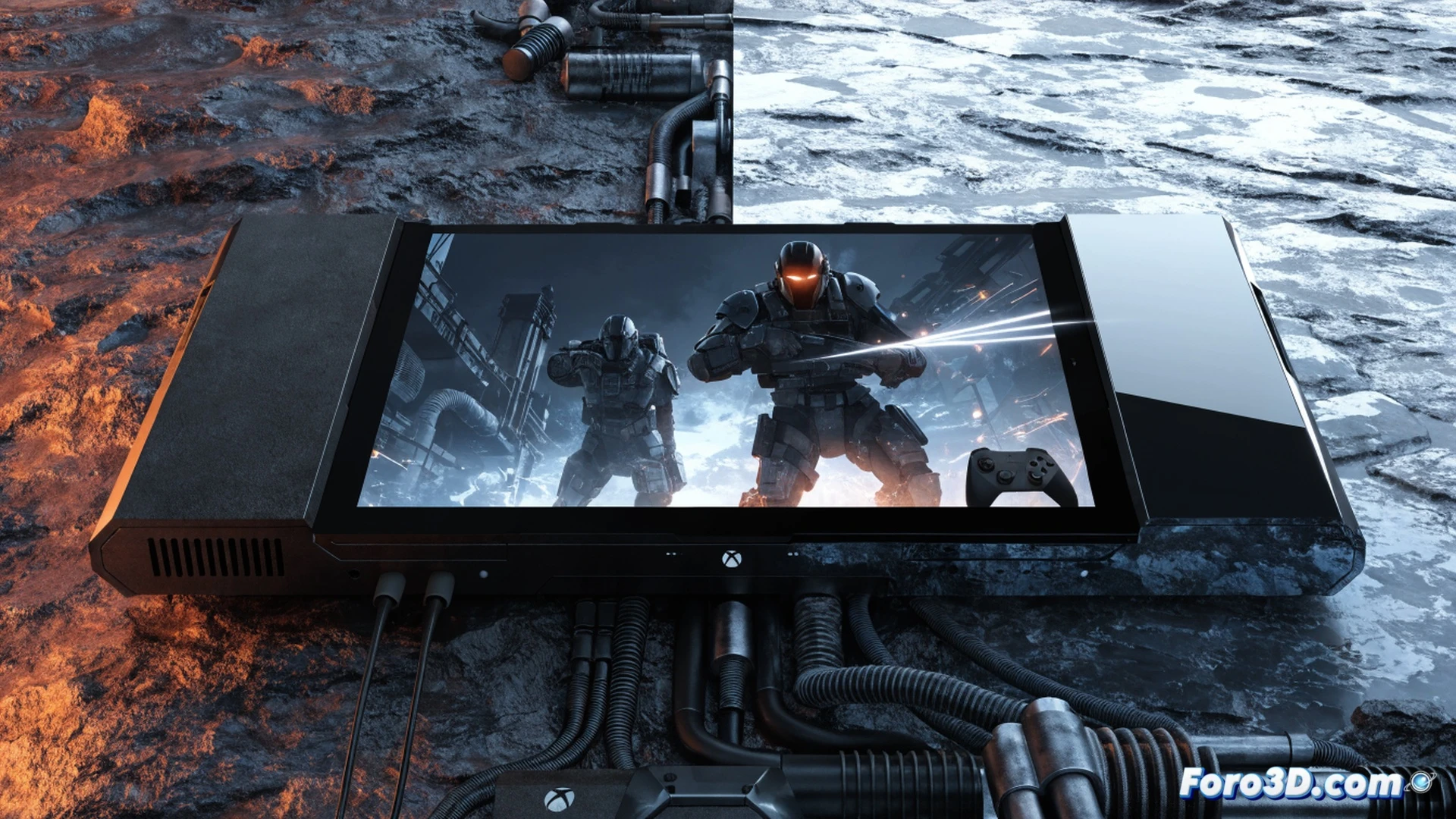 A handheld gaming device displaying a digital storefront interface, an Xbox game cover being tagged with a glowing green Verified Handheld Compatible stamp, a second device showing Gears of War E-Day running smoothly on screen, player hands holding the portable console during gameplay, realistic Windows system overlay showing performance metrics, cinematic product photography style, soft studio lighting on matte black hardware, photorealistic console details, glowing UI elements, smooth action of stamping process, clear compatibility verification demonstration