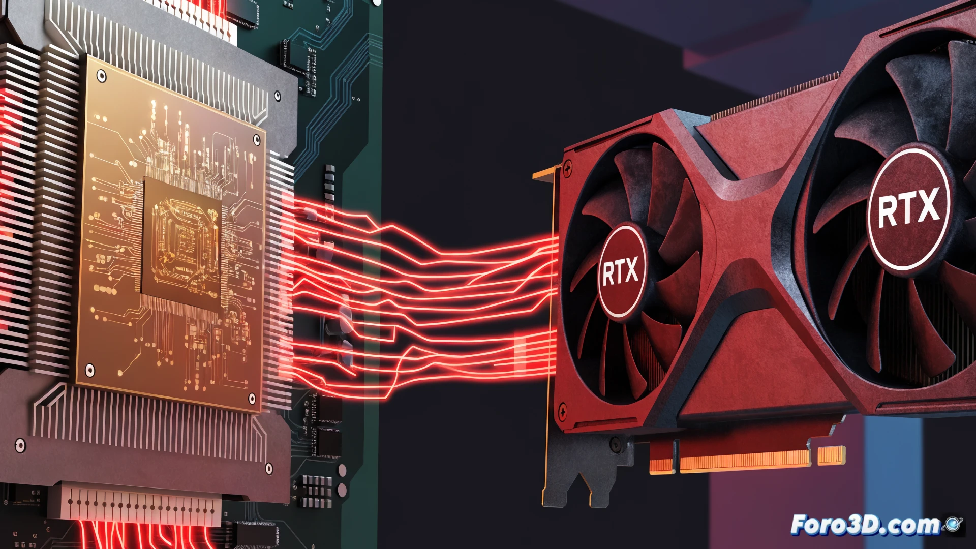 Un usuario sonríe frente a su PC con una tarjeta RTX 30 visible, mientras una ventana de Windows 11 muestra un asistente IA local activo, sin necesidad de chip NPU.