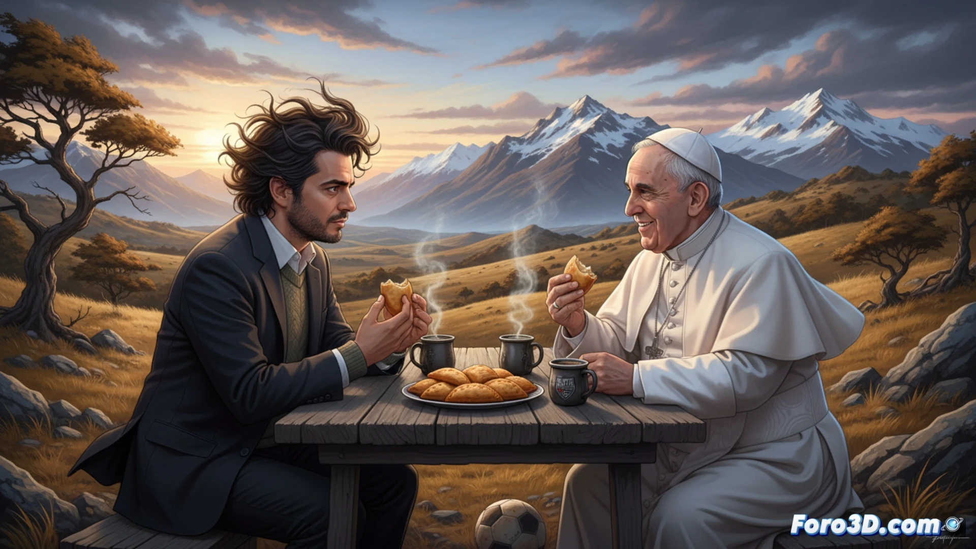 Dos figuras en la Patagonia ventosa, sonrisas y empanadas, un partido de San Lorenzo entre verdades opuestas.