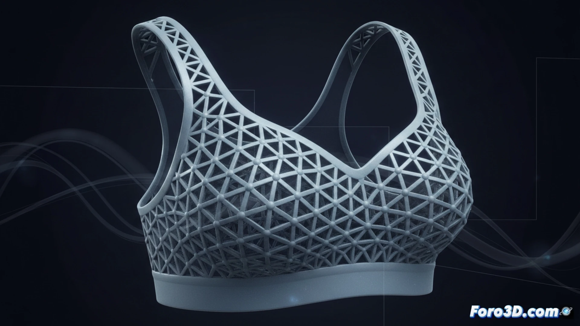 Modelado 3D de celosía triádica para sujetador deportivo transpirable, estructura textil paramétrica
