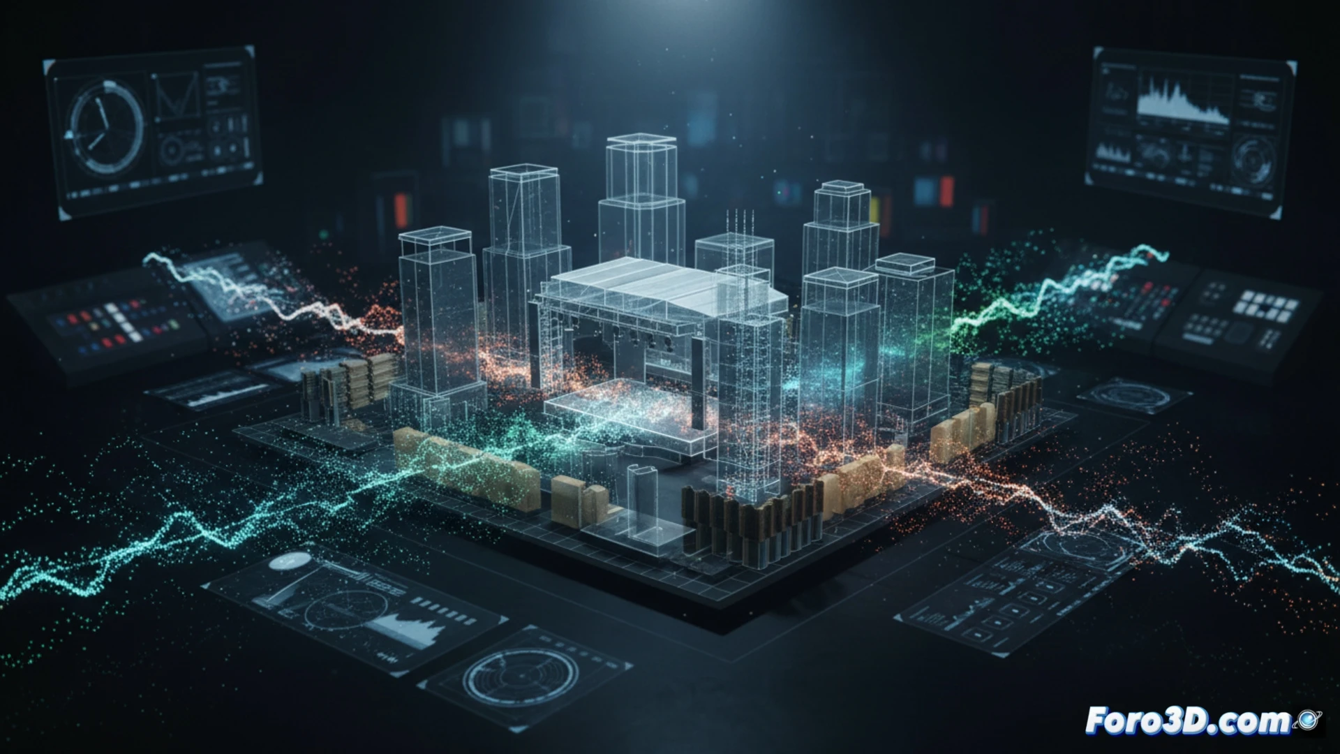 Mapa de calor 3D de propagación sonora en plaza urbana para diseño escenográfico virtual