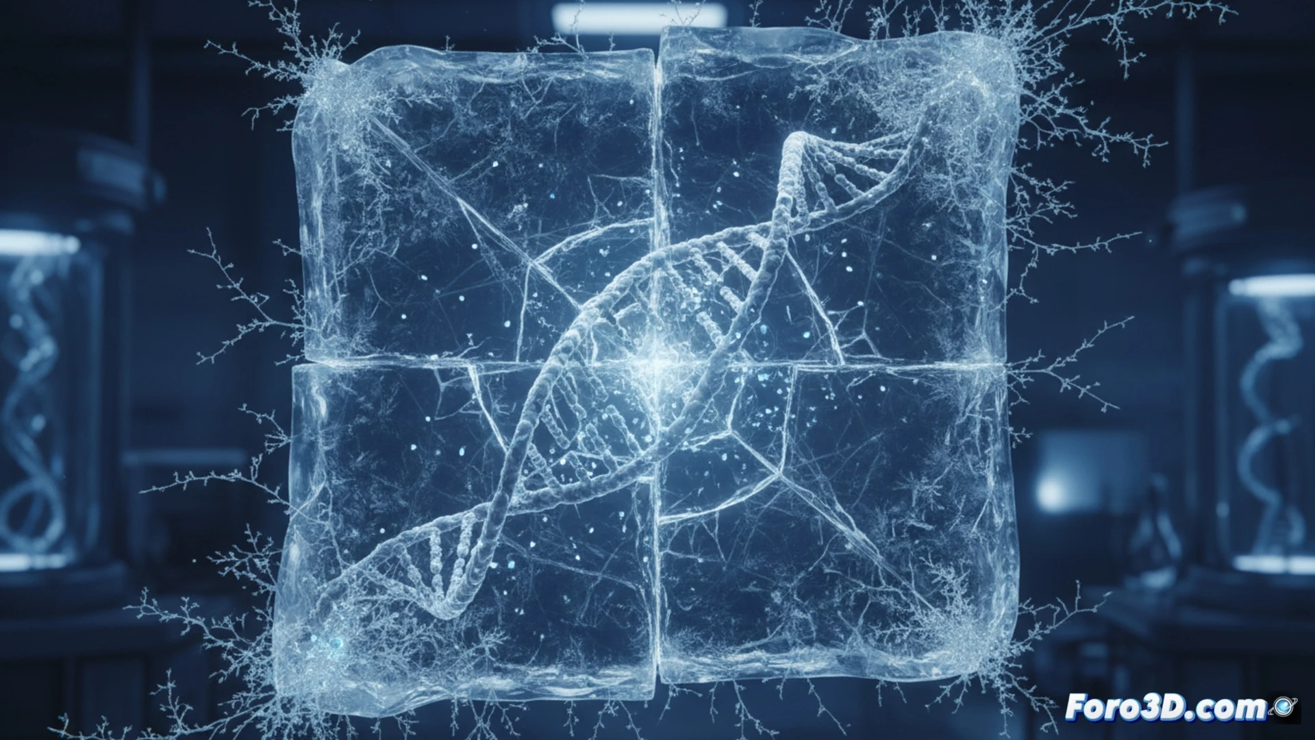 [Modelado 3D de cadenas de ADN y ARN deformándose bajo condiciones criogénicas extremas en laboratorio virtual]
