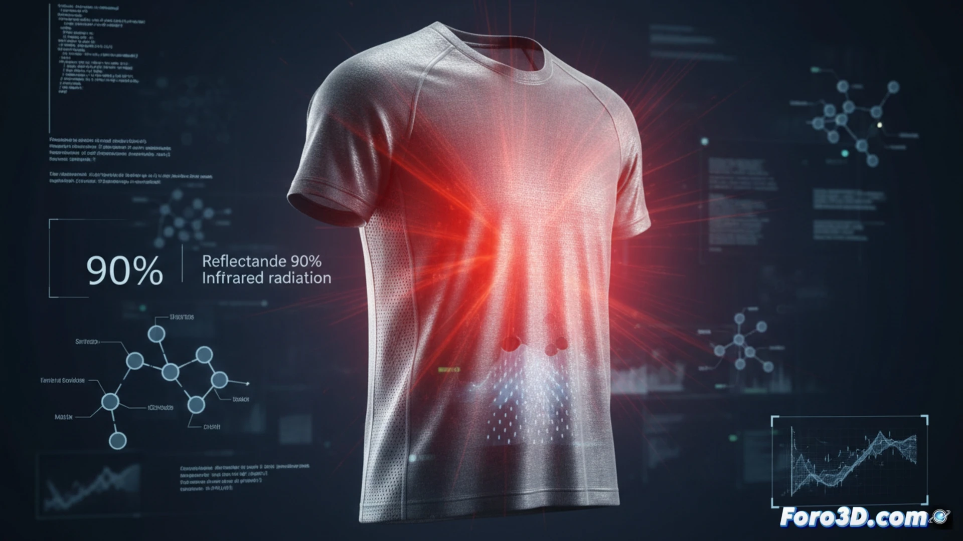 Tejido inteligente con nanopartículas reflectantes infrarrojas, simulación 3D textil de alta tecnología