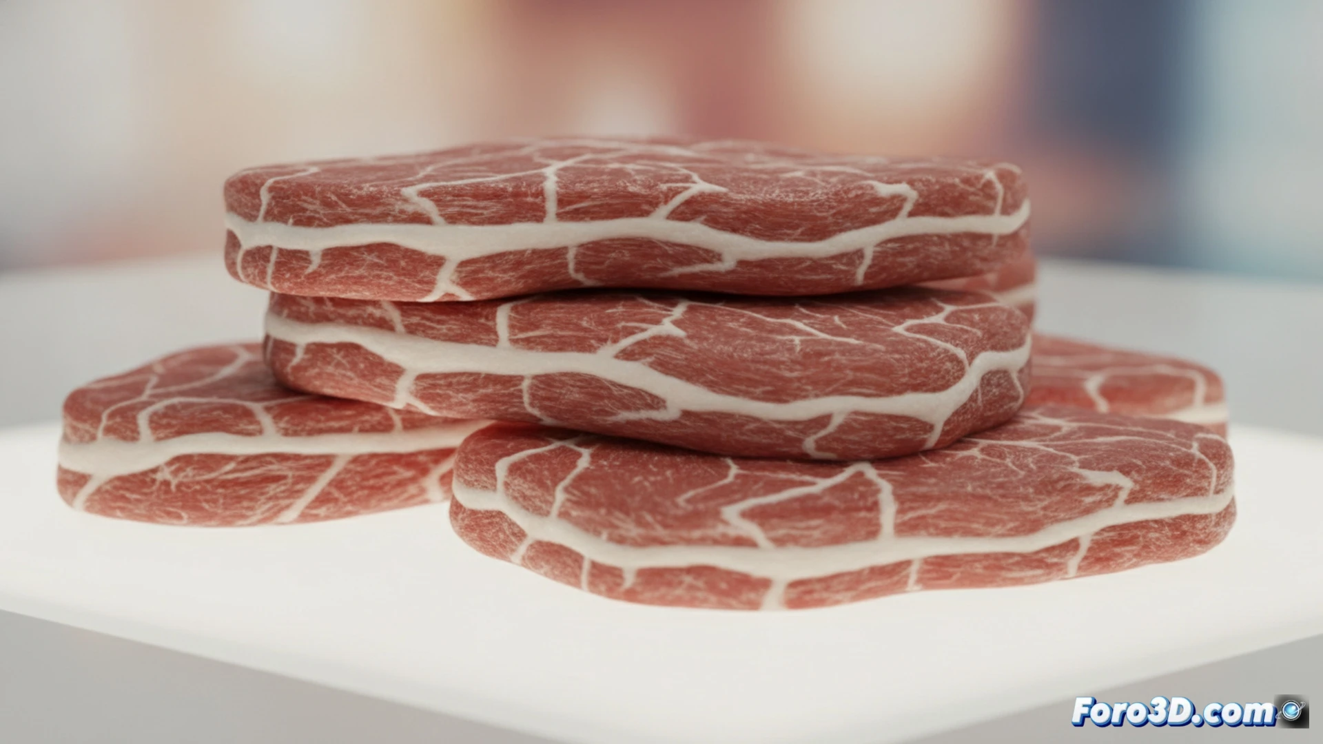 Modelado 3D de veteado en carnes vegetales para educacion alimentaria y nutricion digital realista