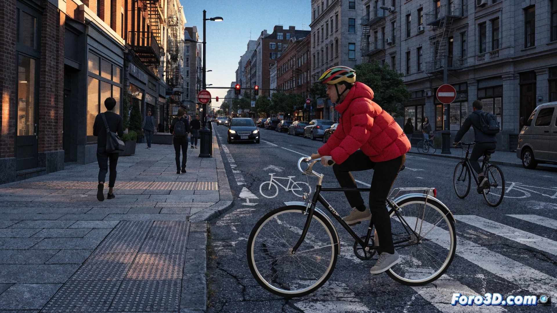 photorealistic urban street scene, cyclist narrowly avoiding collision with pedestrian on cracked asphalt, no bike lane visible, faint chalk outlines of painted bike lane fading on road surface, traffic cone knocked over, car passing dangerously close, 200 euro fine symbol on a crumpled ticket lying on ground, dramatic shadows from harsh streetlights, gritty realistic style, cinematic wide-angle shot, safety hazard atmosphere, worn-out road markings, urban decay textures, no text or numbers in image