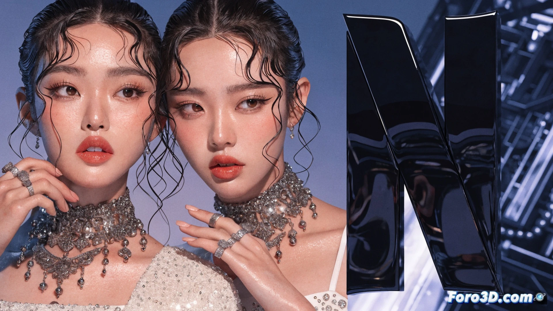 K-pop fanática analizando con lupa digital una pantalla de edición de video, mostrando fotogramas congelados de Rumi en Las Guerreras K-Pop, mientras un software de reconocimiento facial marca puntos clave en el rostro de la actriz, proceso de búsqueda de pistas ocultas, teclado iluminado RGB, monitor curvo con líneas de análisis de similitud genética, escritorio con bocetos de árboles genealógicos y notas adhesivas, estilo cinematográfico realista, iluminación azul nocturna de cuarto de edición, reflejos en gafas de la usuaria, ultra detallado, photorealistic technical render