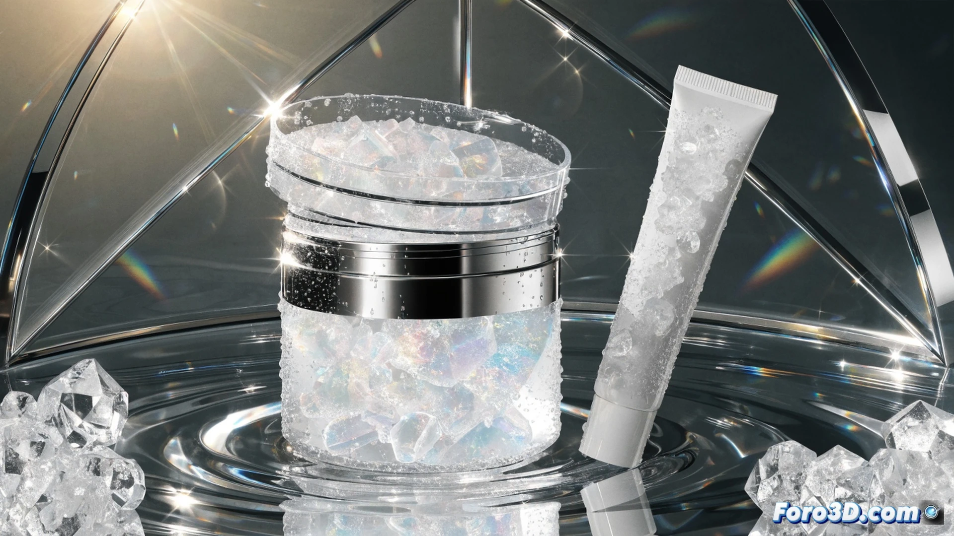 photorealistic scene of a woman applying clear gel from a Neutrogena jar to her face while sitting in an air-conditioned office, dry skin flakes visible on her cheek before application, glass of water and hyaluronic acid molecule diagram on the desk, cool blue light from AC vent above creating condensation droplets on the jar, split-second action of gel absorbing into skin showing hydration process, cinematic macro shot highlighting skin texture transformation, soft summer daylight from window contrasting with cold AC airflow, ultra-detailed skincare ingredients visualization, technical beauty product demonstration