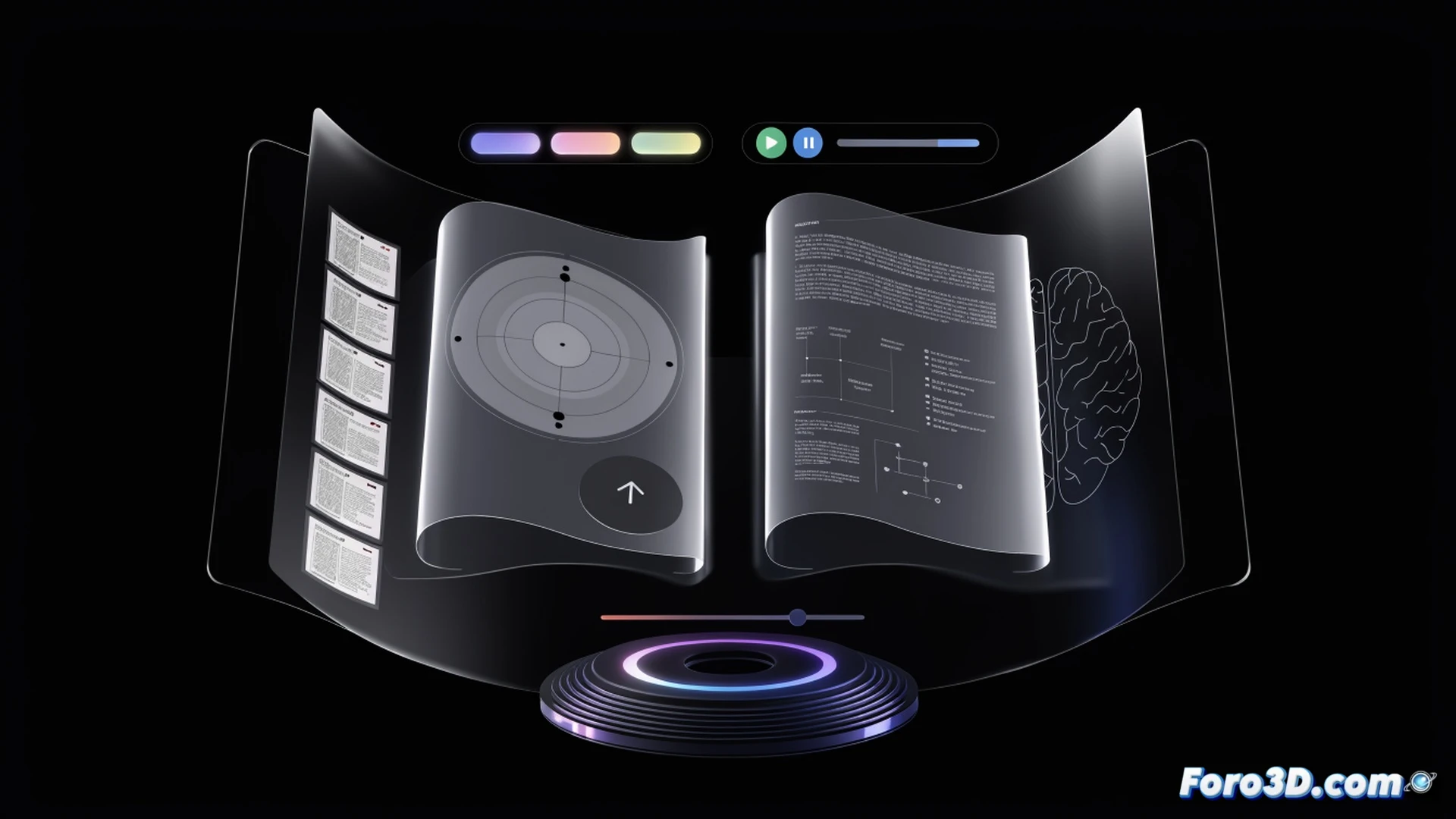A student sitting at a desk, organizing digital notes on a laptop screen showing NotebookLM interface, open PDFs and handwritten notes spread around, a glowing mind map and question cards floating above the laptop, headphones on the table suggesting audio review, clean minimalist workspace, warm natural light from a window, focused study atmosphere, cinematic documentary style, photorealistic technical illustration, soft shadows, organized chaos of study materials, deep depth of field, modern academic setting