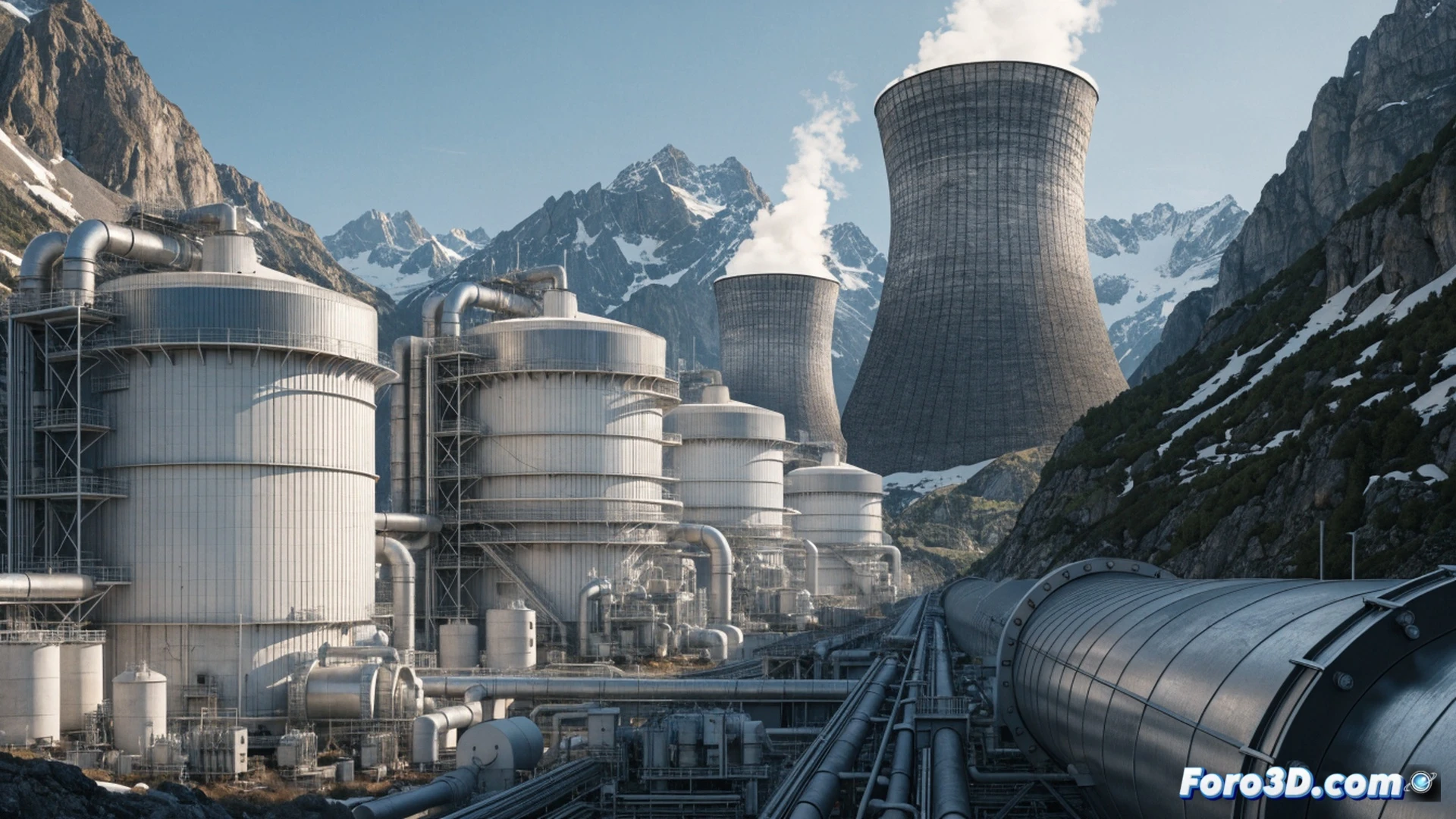 aerial view of Swiss landscape with a nuclear power plant construction site, government documents marked public funds floating above, a giant price tag with rising costs attached to cooling towers, while a citizen's hand reaches toward an electricity bill showing winter import reduction data, financial risk symbols like falling coins and warning triangles scattered around, photorealistic technical illustration, cinematic lighting, high-contrast industrial colors, detailed construction cranes and concrete structures, realistic financial chart overlays on the scene, engineering visualization style