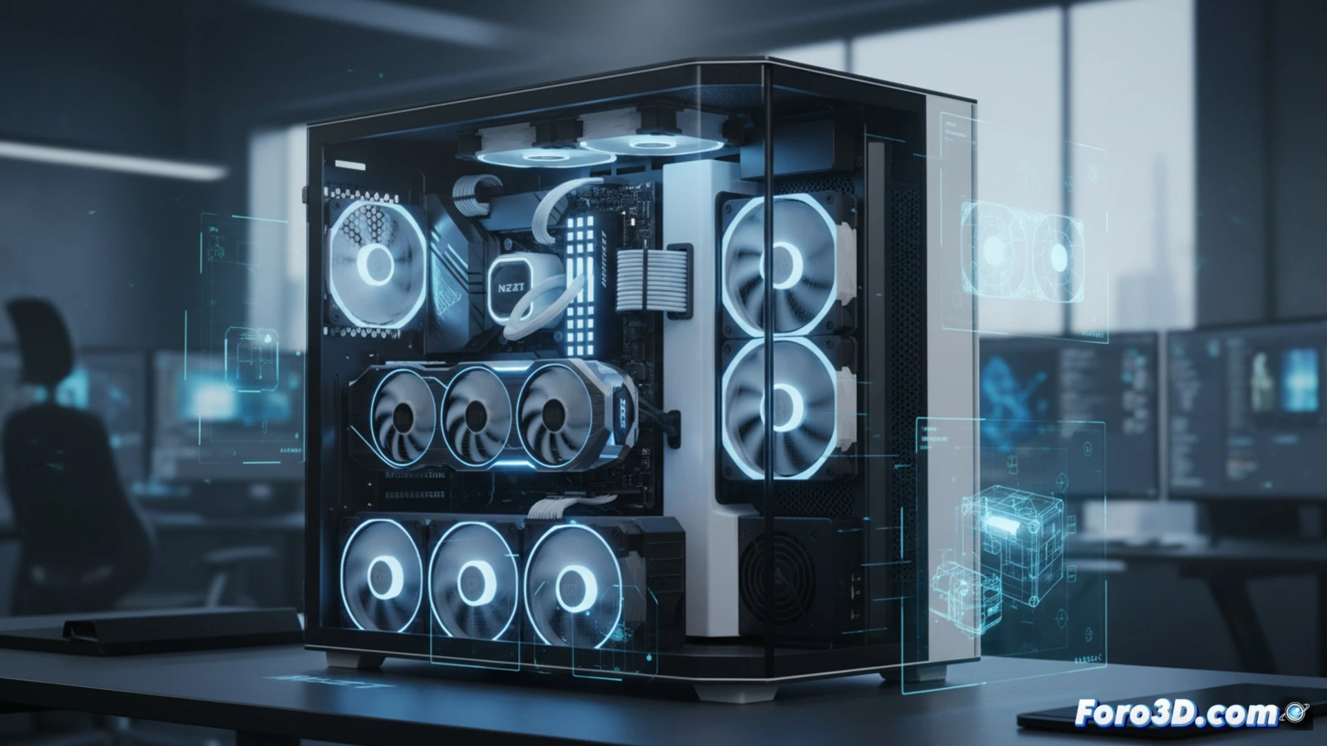 Caja NZXT H6 con panel de cristal curvado y doble cámara para estaciones de trabajo 3D