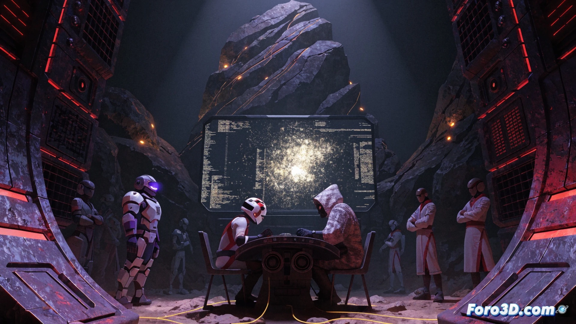 Obsidian Karma Police team examining a character skill tree hologram, magnifying glass icon hovering over a neglected perk, skill nodes glowing dimly while others pulse brightly, developers adjusting stat values on a translucent interface, discarded useless skill icons fading into shadow, cinematic engineering visualization, dark control room with blue monitor glow, holographic data streams showing balance metrics, photorealistic technical render, dramatic overhead lighting, action of removing a redundant skill from the system