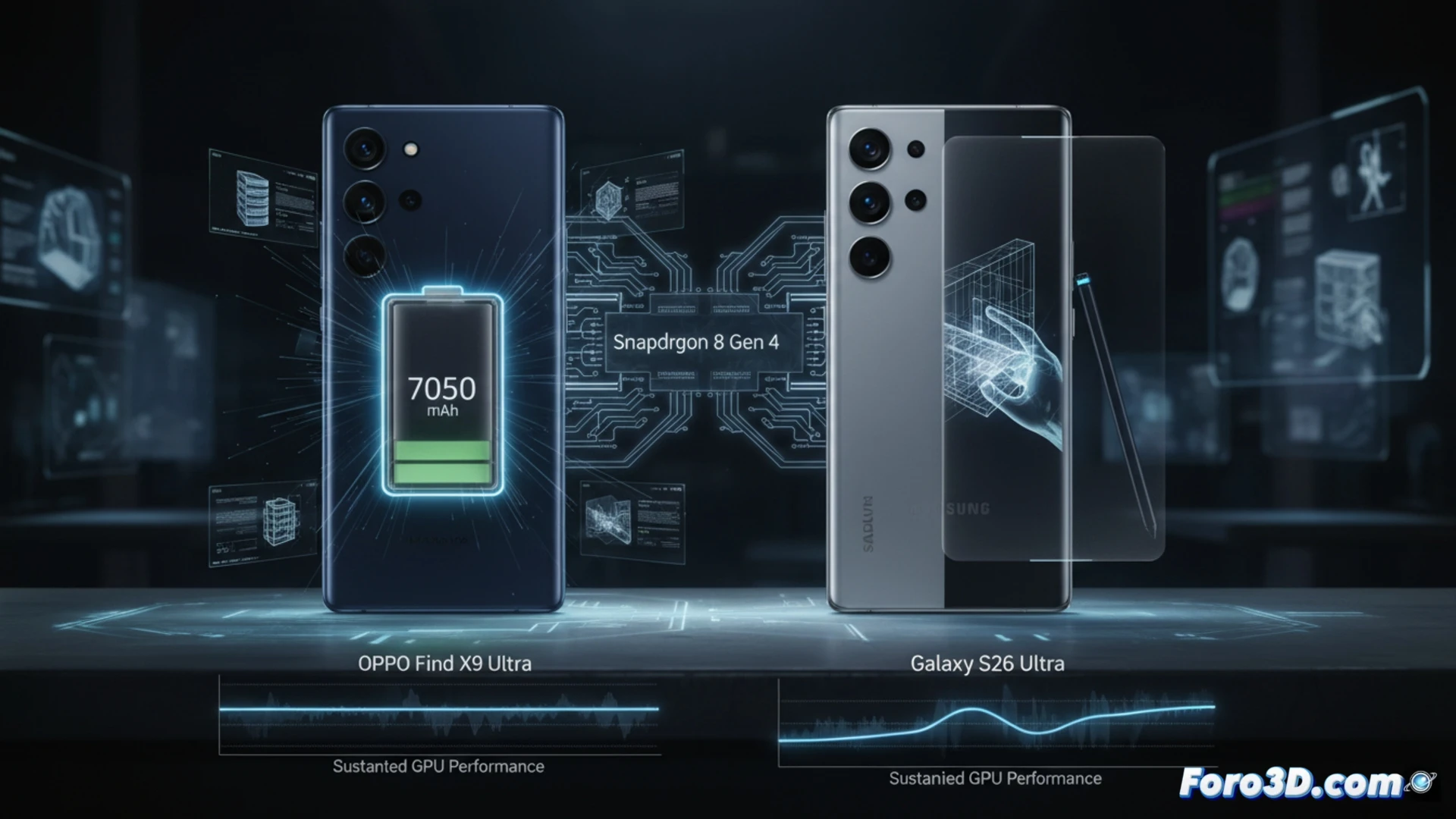 Oppo Find X9 Ultra y Galaxy S26 Ultra comparados para renderizado y modelado 3D móvil en 2026