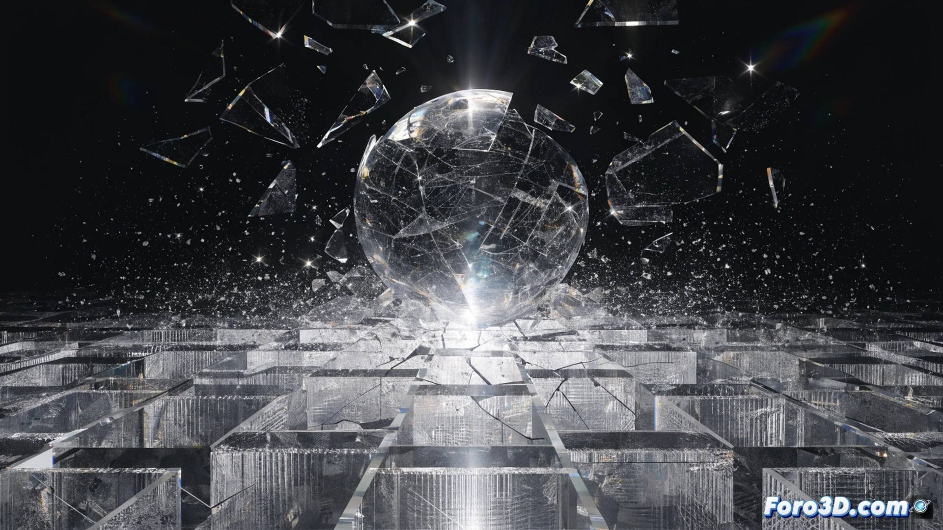 crystal glass table shattering from center outward, fractured diplomatic documents floating above fragments, antique brass handshake sculpture collapsing into pieces, deep cracks spreading across polished surface, holographic map of disputed borders flickering between broken shards, technical illustration style, cold blue-gray lighting, sharp crystalline reflections, slow-motion fracture propagation, photorealistic engineering visualization, structural failure analysis aesthetic, tension lines visible in glass, scattered metallic components