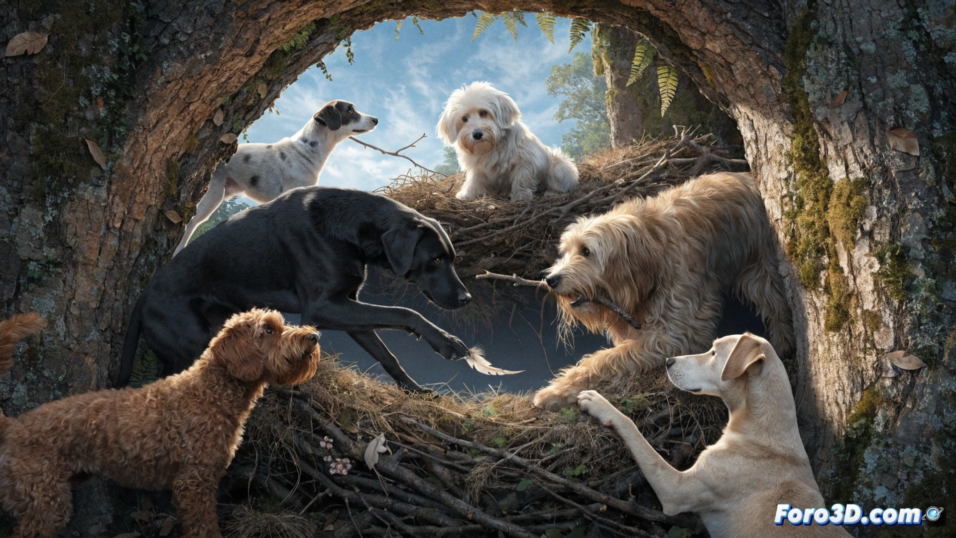 Modern living room scene, young couple sitting on sofa watching a golden retriever gently nudging a baby onesie with its nose, pet bed with chew toys beside a crib, ultrasound photo on coffee table, dog sniffing baby blanket, warm sunset light through window, photorealistic interior shot, soft focus on human faces, sharp details on dog fur and textile textures, emotional connection between pet and future parents, cinematic domestic documentary style