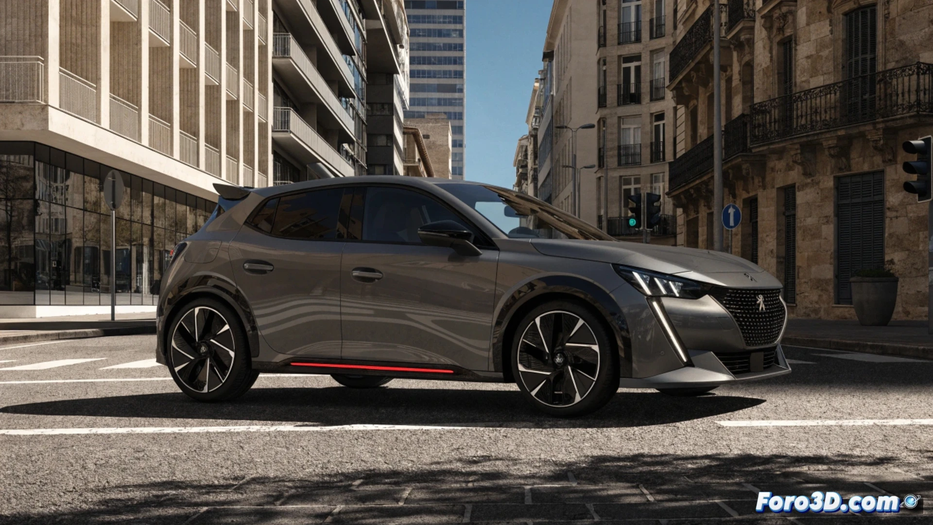 electric Peugeot E-208 GTi chassis undergoing high-voltage battery stress test, 54 kWh pack exposed with cooling pipes glowing under load, 281 hp electric motor mid-torque delivery showing traction control intervention on wet asphalt, rear wheels spinning with visible energy regeneration arcs, detailed suspension components compressing during acceleration, cinematic engineering visualization, dark metallic body with neon green motor highlights, motion blur on wheels, sparks from brake discs, ultra-detailed mechanical internals, photorealistic technical render
