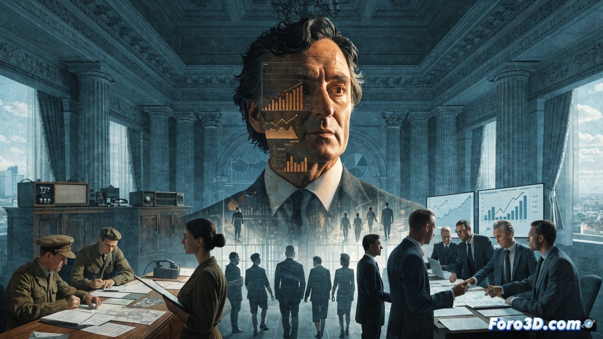 cinematic wide shot of a massive antique French ballot box being opened, golden coins and stacked bond certificates pouring out like a waterfall, a transparent digital overlay showing a 1945 tax law document morphing into a modern referendum ballot, an elegant mechanical counting machine processing the paper slips, dramatic museum-style lighting on dark wood and brass surfaces, photorealistic technical illustration, ultra-detailed engraving textures on the ballot box, slow-motion action of wealth symbols cascading into a government treasury vault