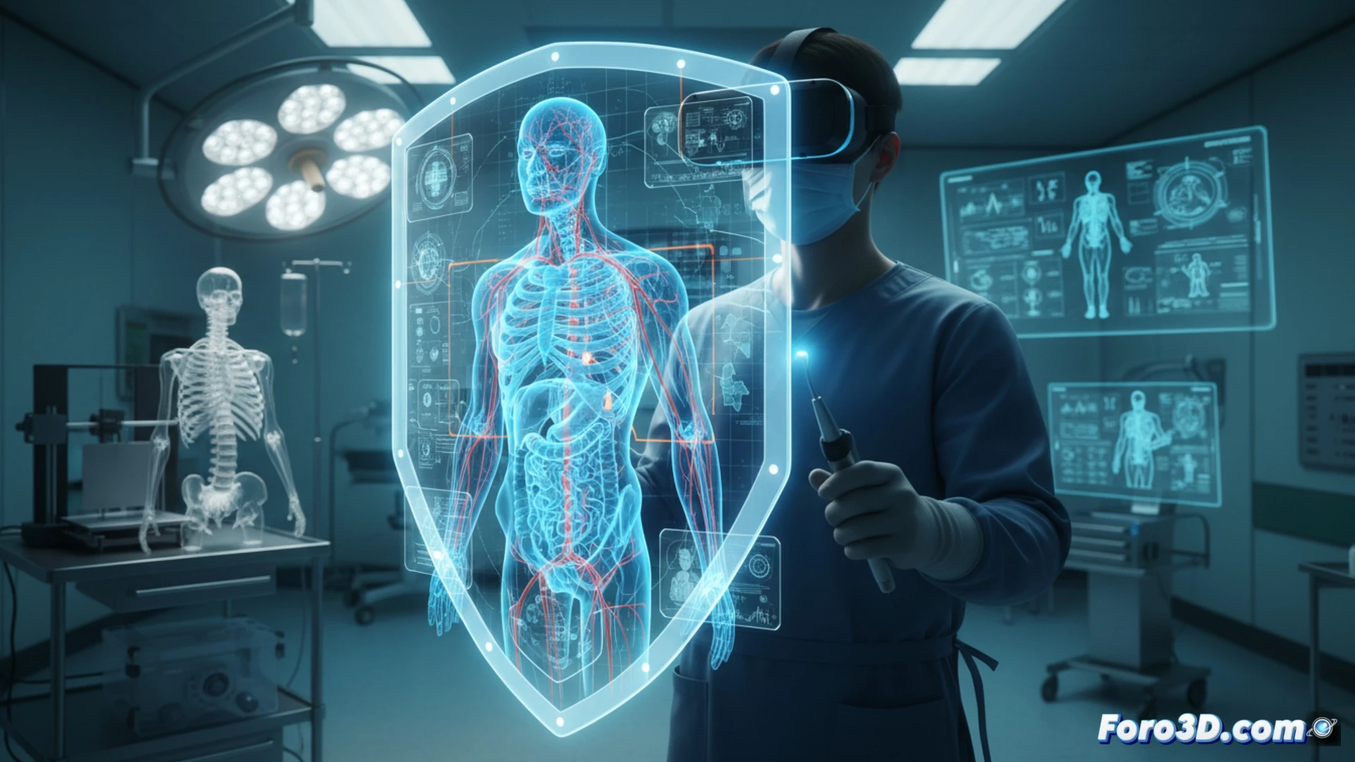 Modelo 3D de cráneo humano para planificación quirúrgica con corte preciso en zona maxilofacial